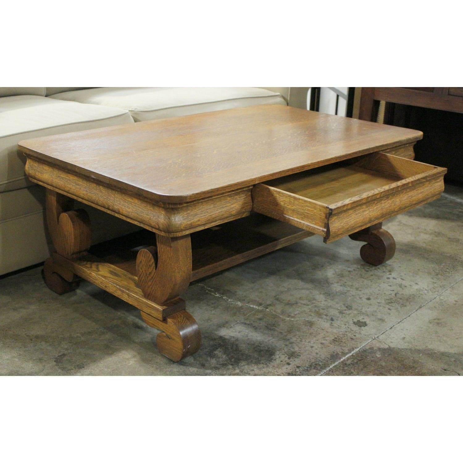 Vintage Oak Coffee Table w/Drawer - Thumbnail 2