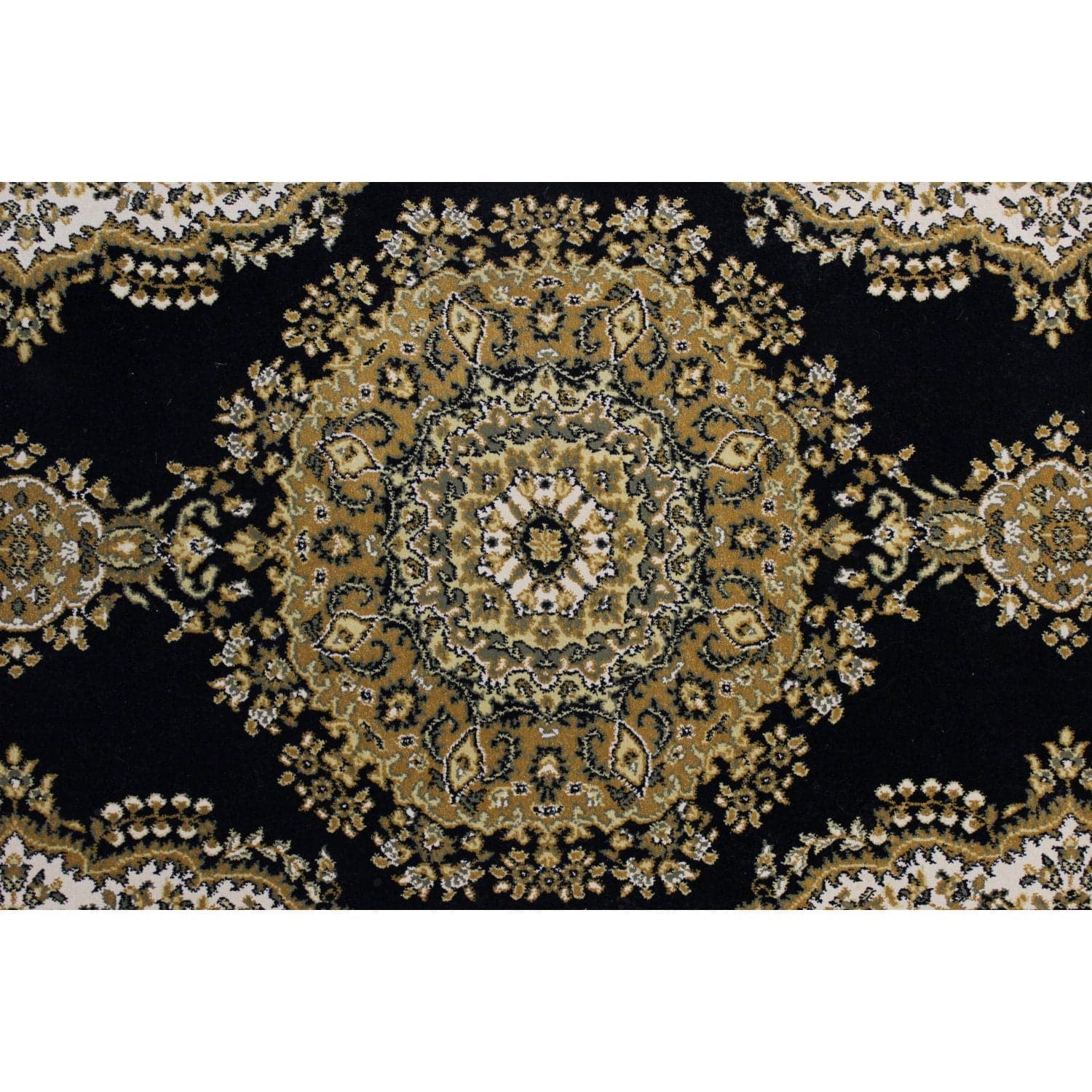 Starline 2' 8'' X 9' 11'' 'Turkish Bazaar' Poly Black & Gold Runner Rug - Thumbnail 3