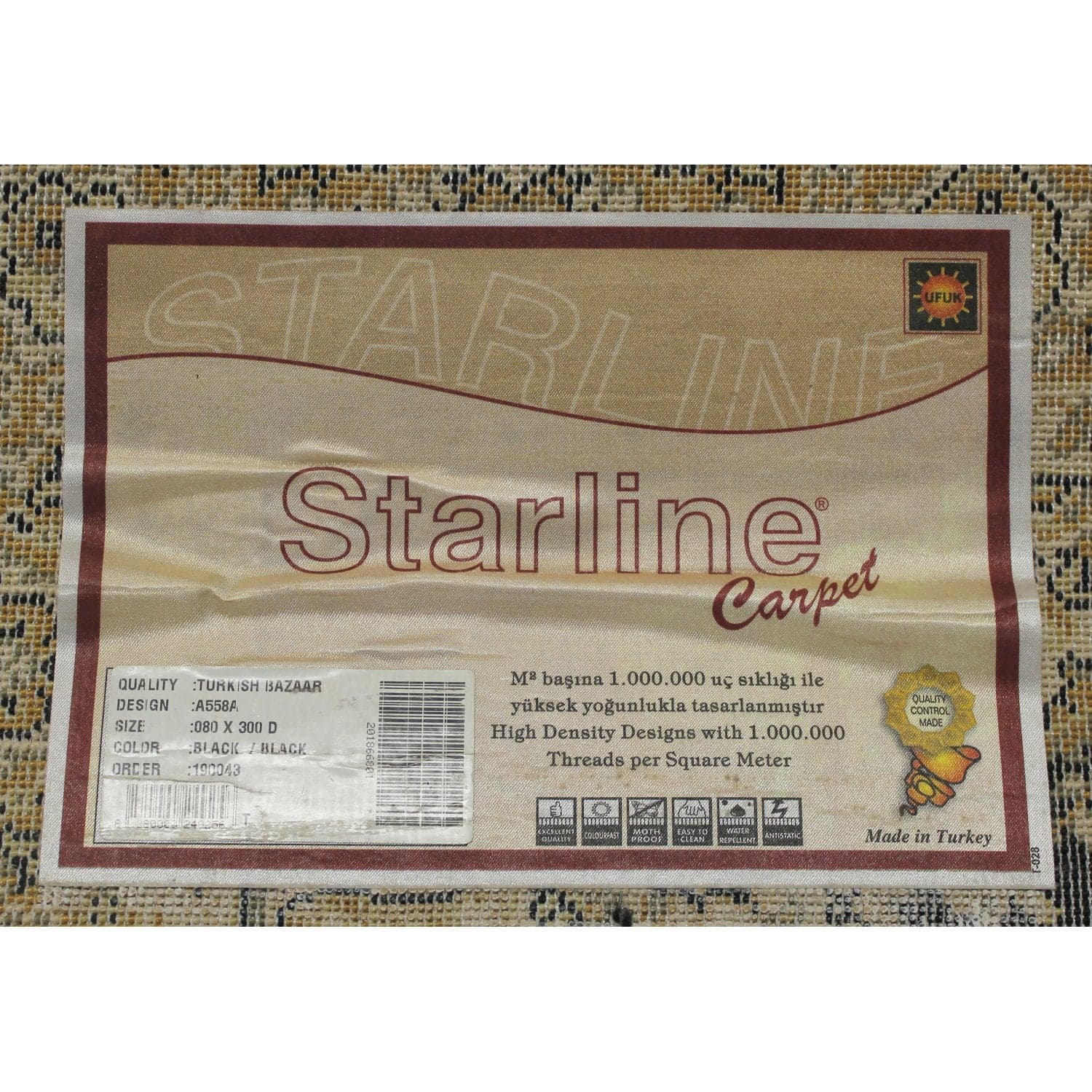 Starline 2' 8'' X 9' 11'' 'Turkish Bazaar' Poly Black & Gold Runner Rug - Thumbnail 4