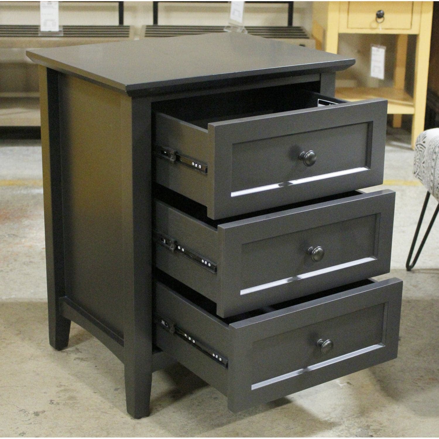 Mor Furniture 'Grace' Black 3 Drawer Nightstand - Black - Thumbnail 2