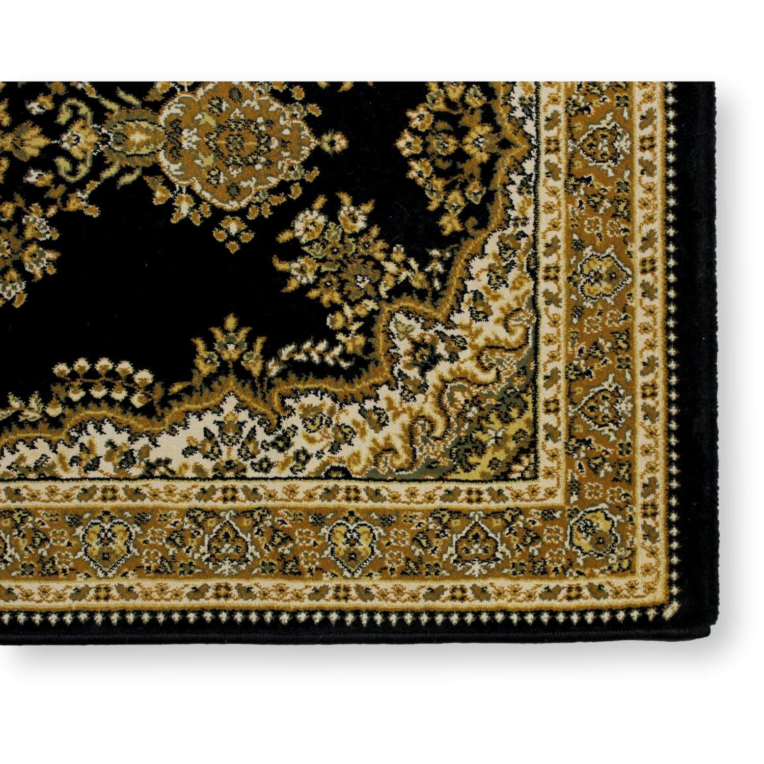Starline 2' 8'' X 9' 11'' 'Turkish Bazaar' Poly Black & Gold Runner Rug - Thumbnail 2
