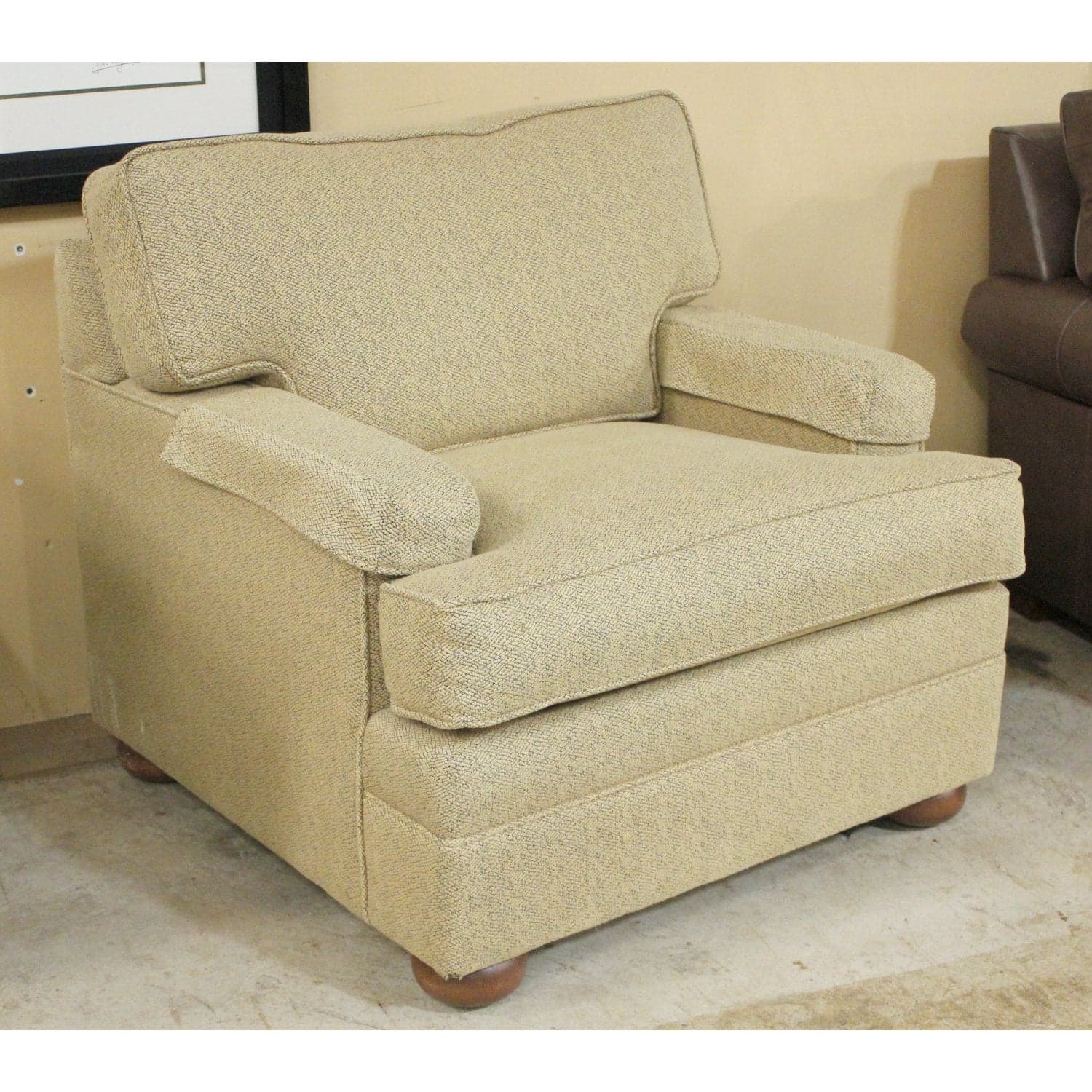 Ethan Allen Club Chair & Ottoman - Neutral Colors - Thumbnail 2