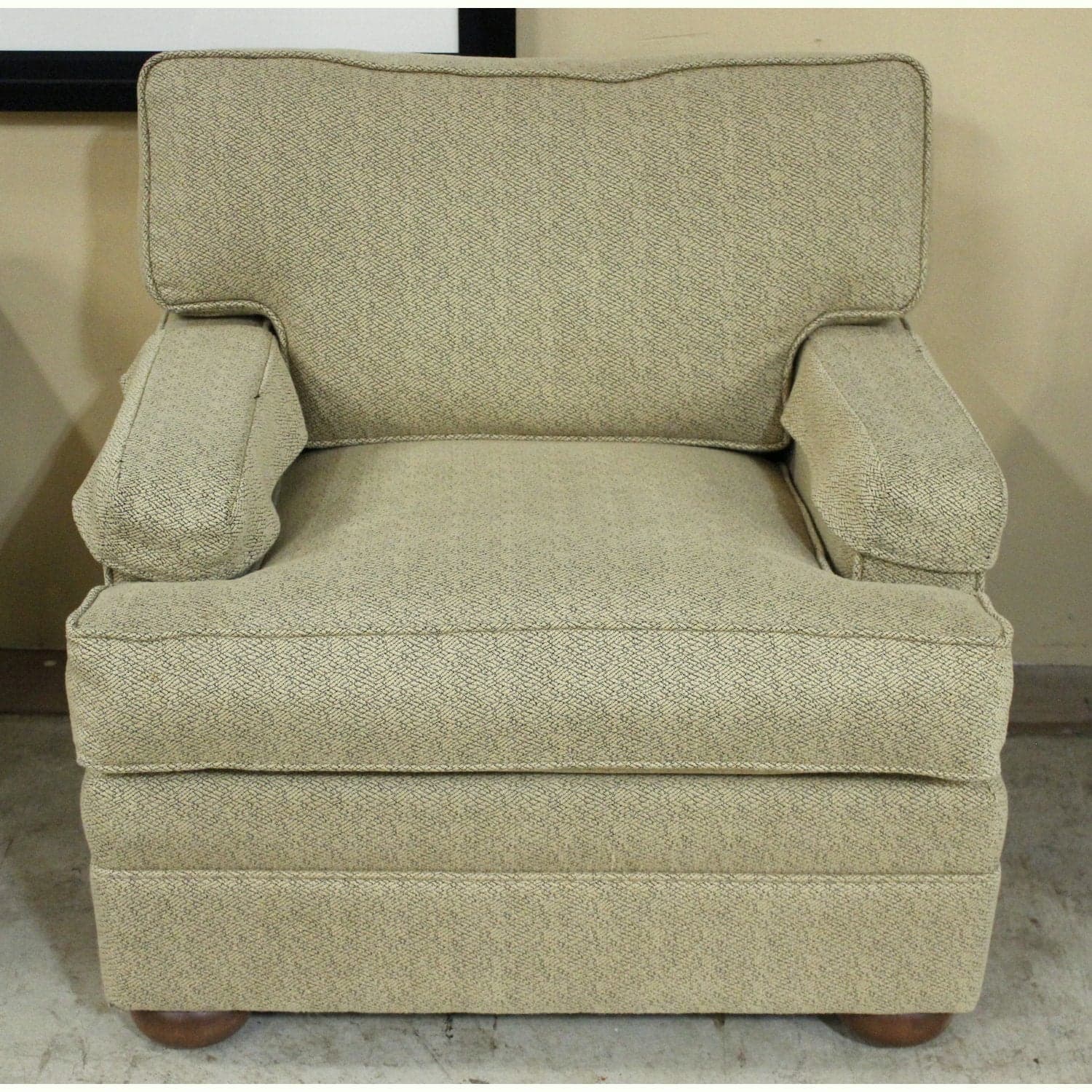 Ethan Allen Club Chair & Ottoman - Neutral Colors - Thumbnail 3