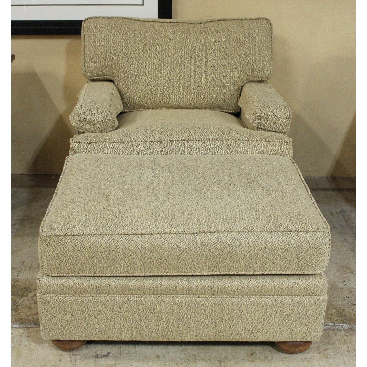 Ethan Allen Club Chair & Ottoman - Neutral Colors - Thumbnail 4