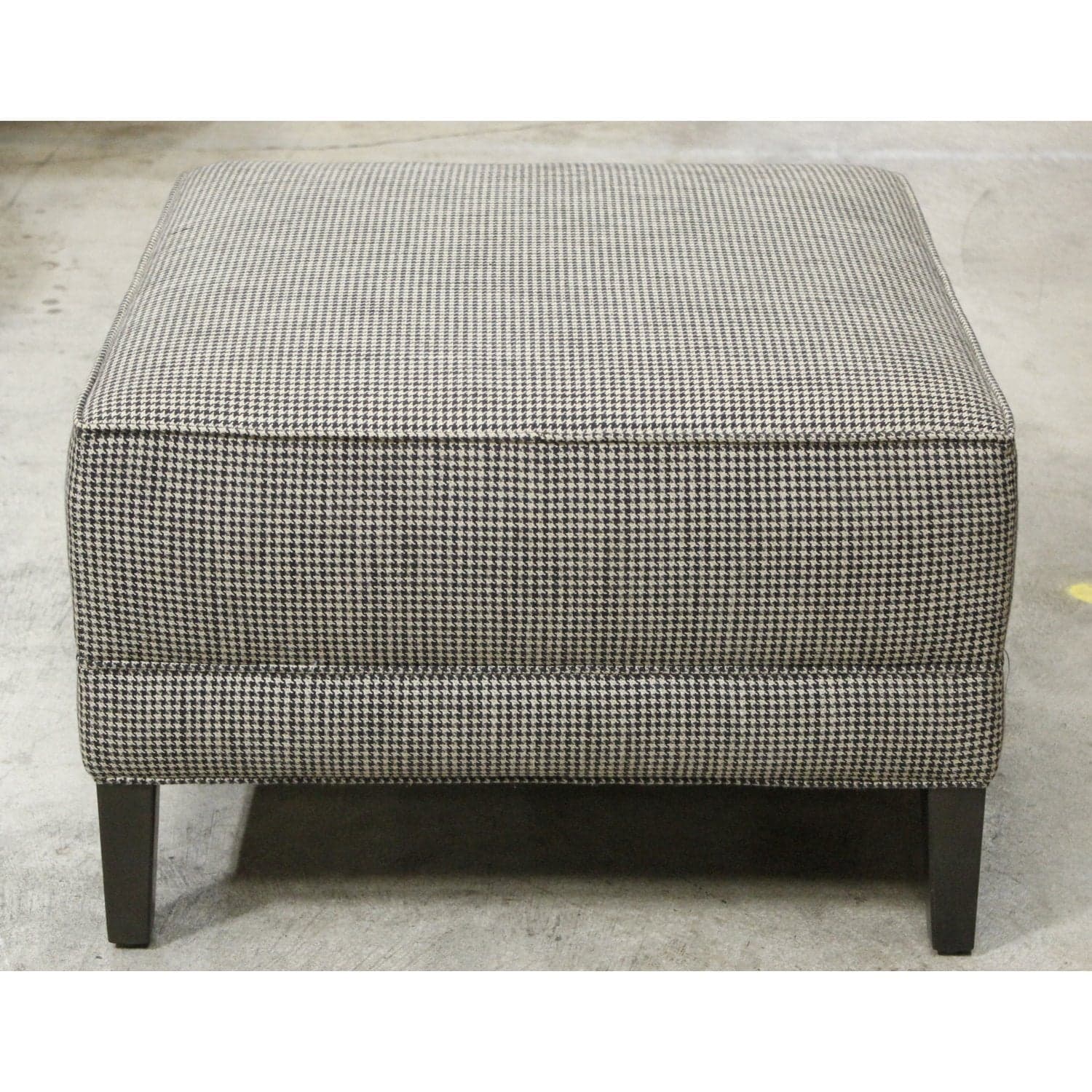 Ethan Allen Houndstooth Ottoman - Black & Gray - Thumbnail 2