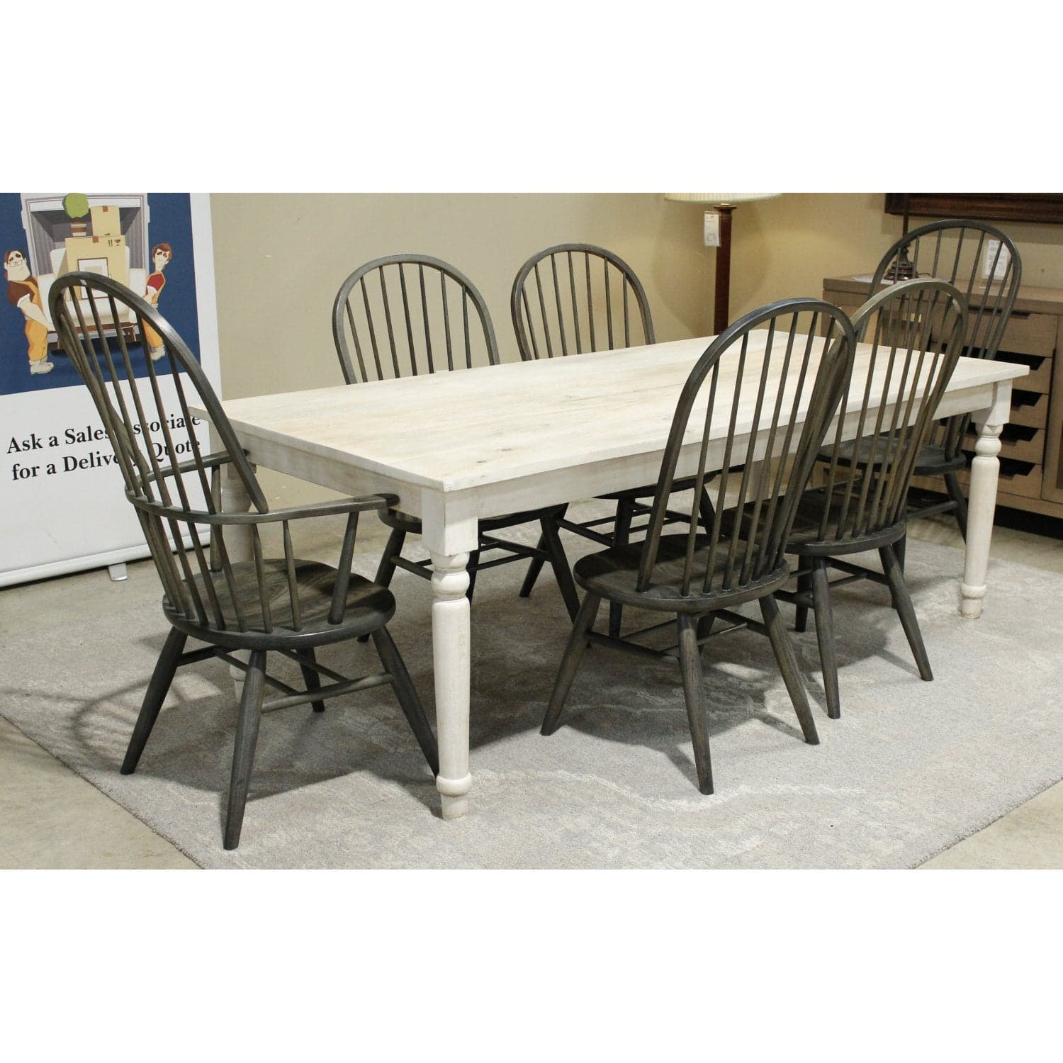 Acacia Dining Table w/6 Windsor Chairs - Two-Tone - Thumbnail 2