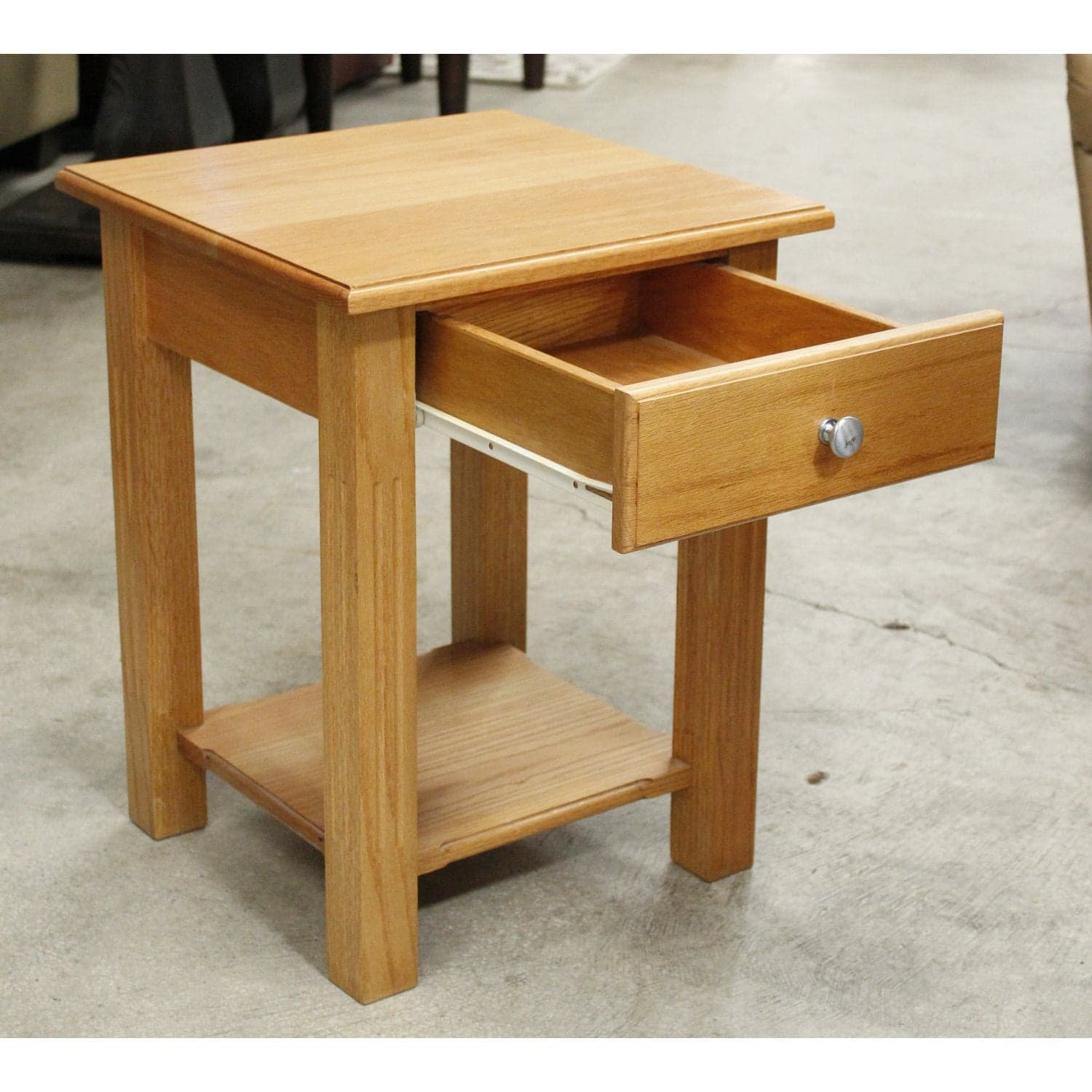 Square Oak Nighstand w/Drawer - Thumbnail 3