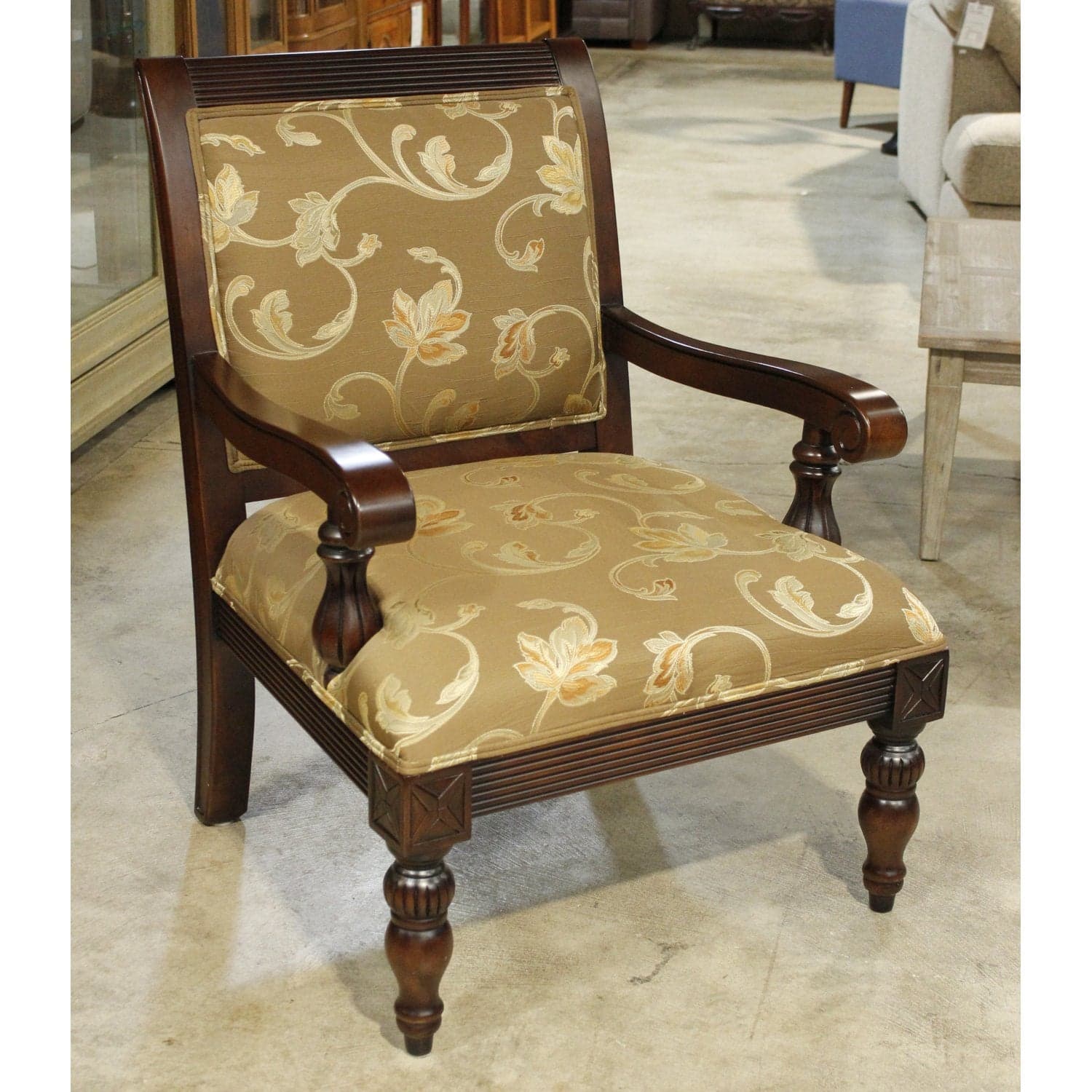 Mahogany Frame Armchair - Gold - Thumbnail 3