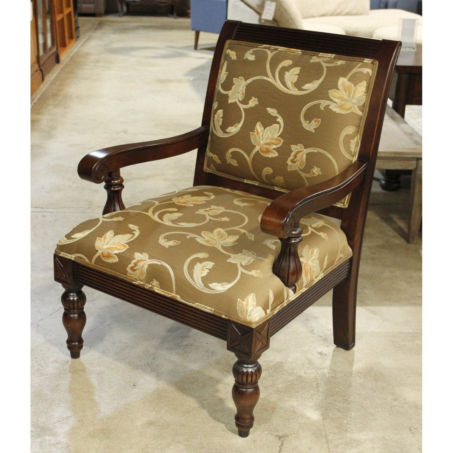 Mahogany Frame Armchair - Gold - Thumbnail 2