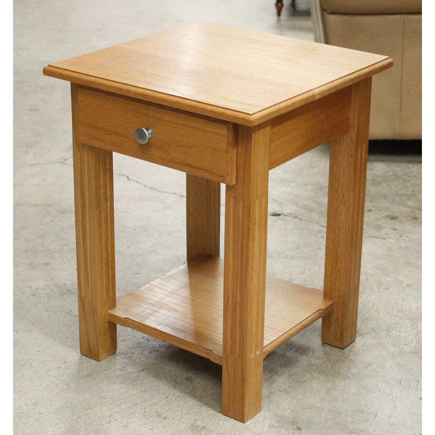 Square Oak Nighstand w/Drawer - Thumbnail 4