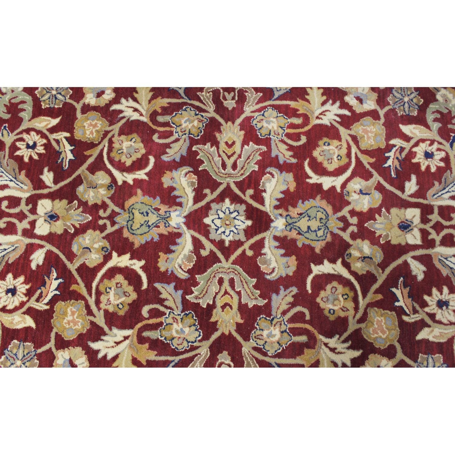 5' 6'' X 8' 6'' Burgundy & Gold Wool Area Rug - Thumbnail 3