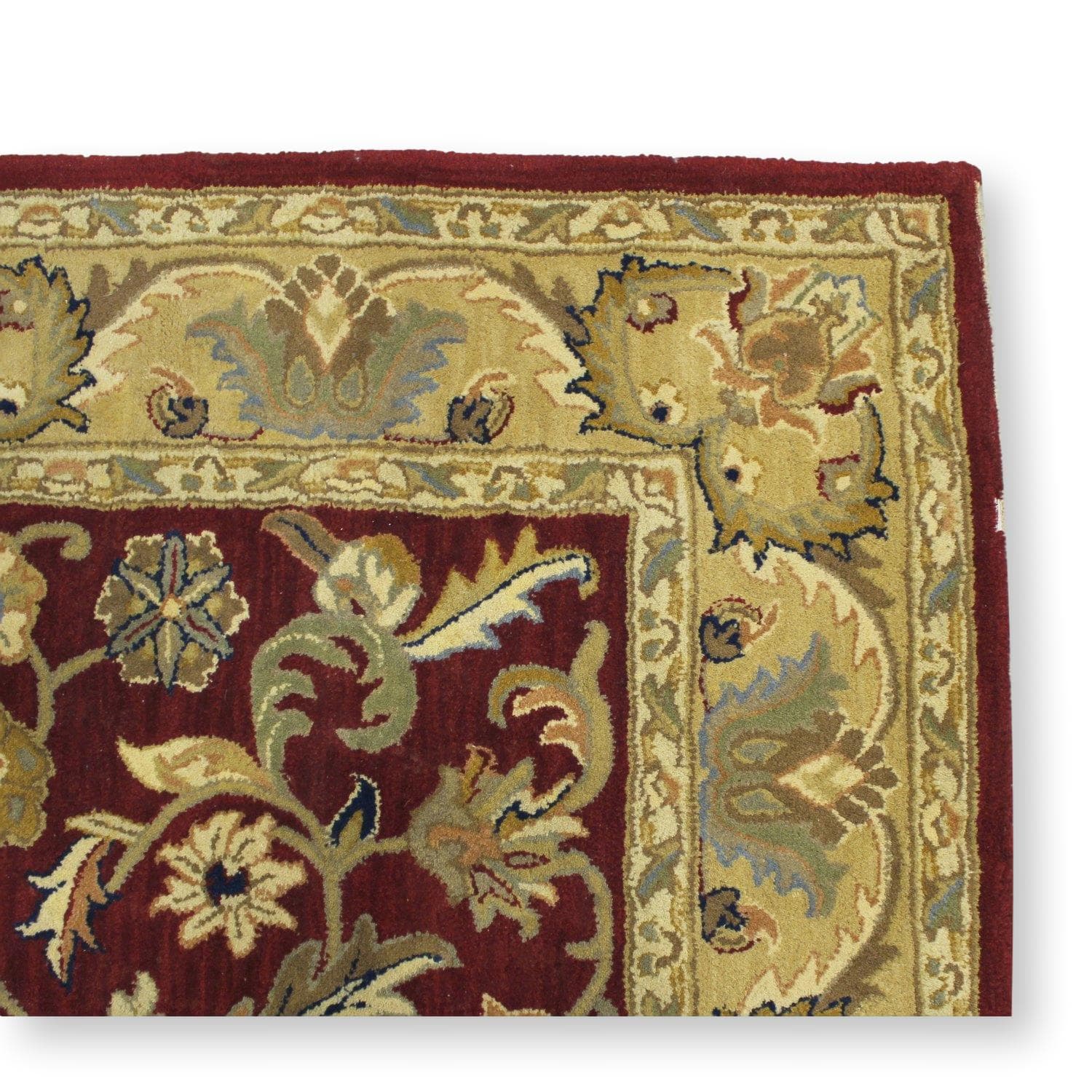 5' 6'' X 8' 6'' Burgundy & Gold Wool Area Rug - Thumbnail 2