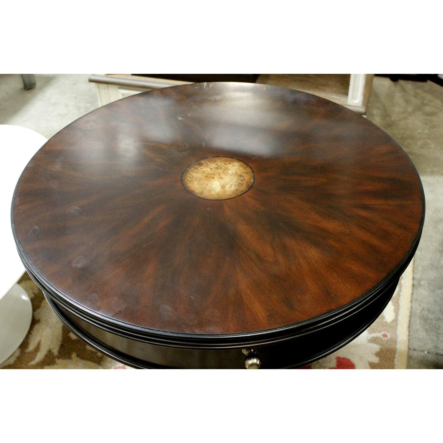 Stanley Furniture Round Dark Finish & Burlwood Accent Table - Dark Finish - Thumbnail 4