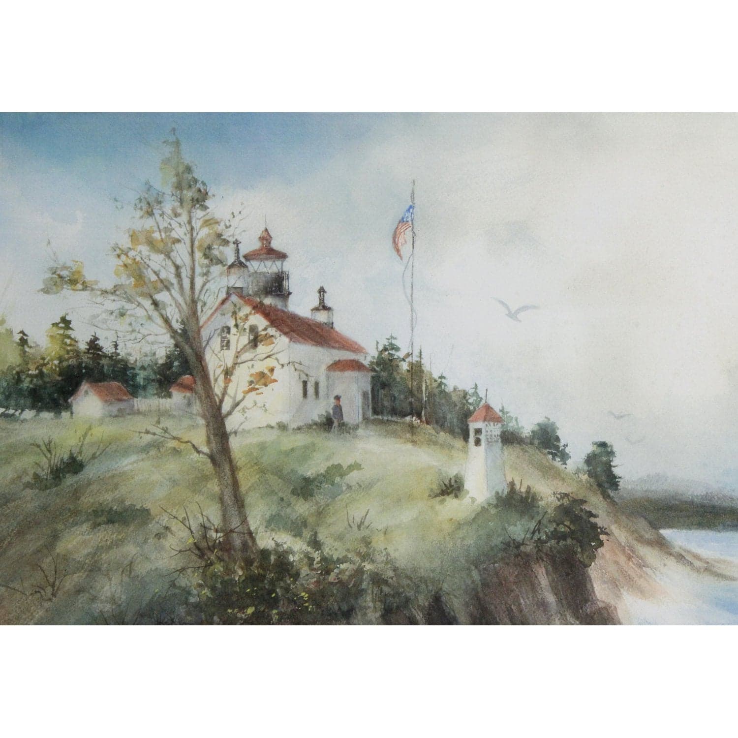 Framed Watercolor Print "Willapa Bay Lighthouse" by Janet Karlsson - Thumbnail 2