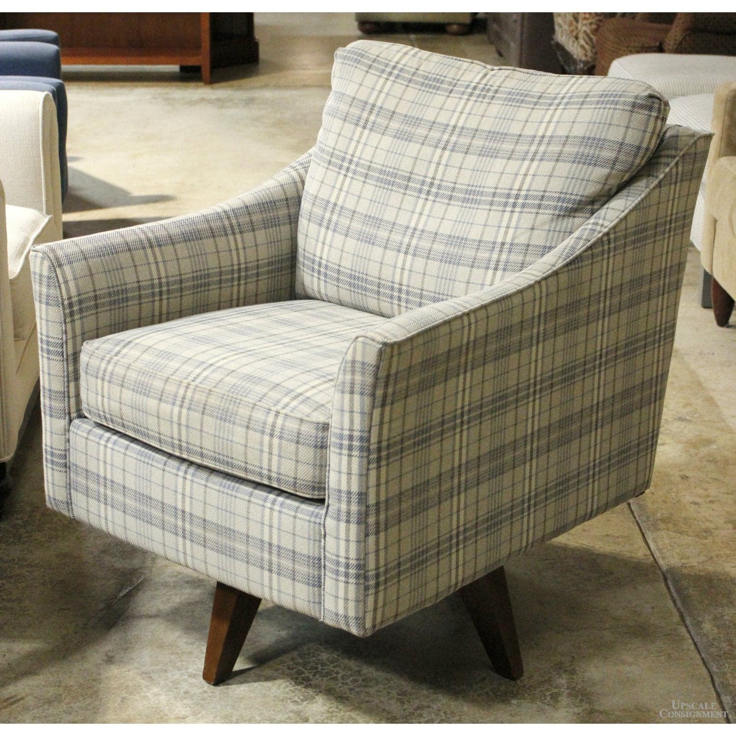 La-Z-Boy Plaid Swivel Club Chair - Thumbnail 3