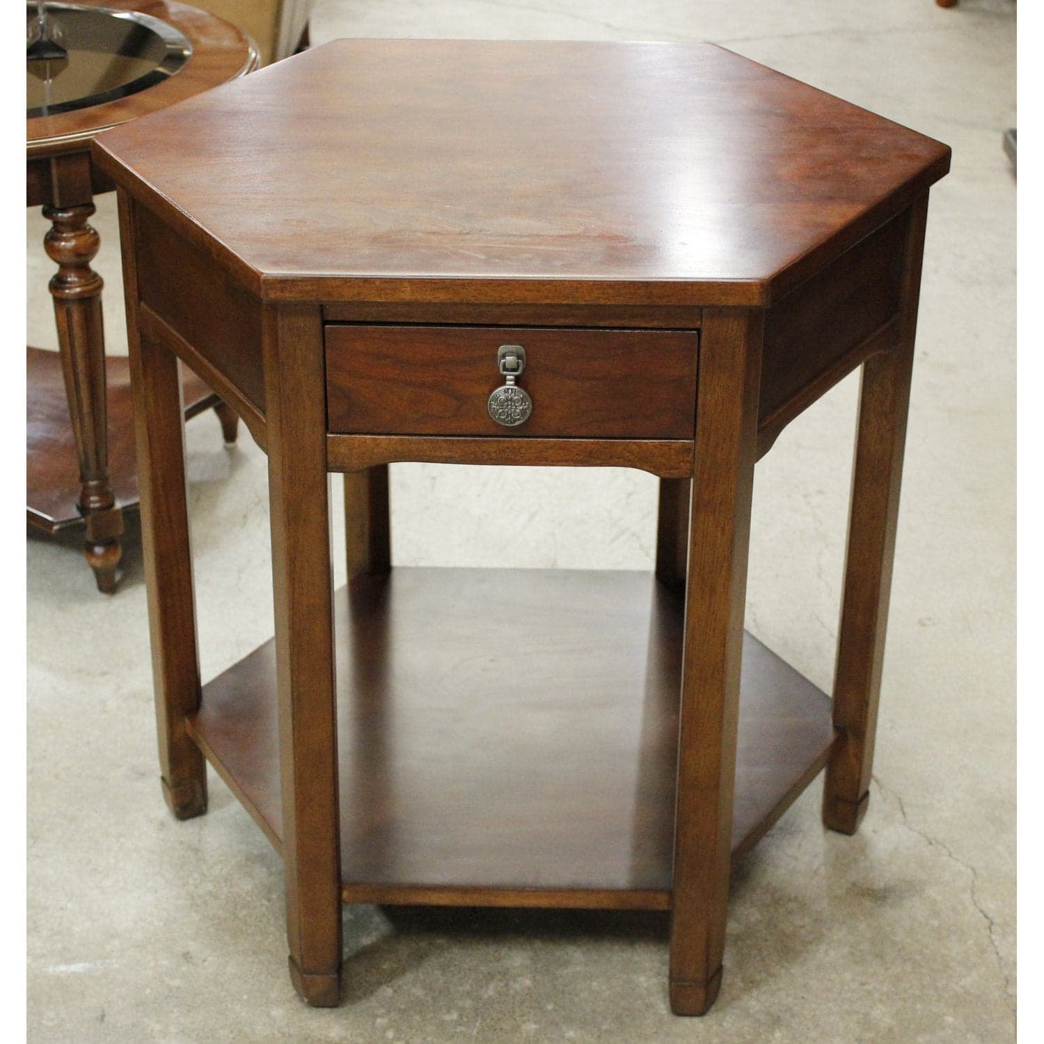 Bernhardt Walnut Hexagon Accent Table - Thumbnail 3
