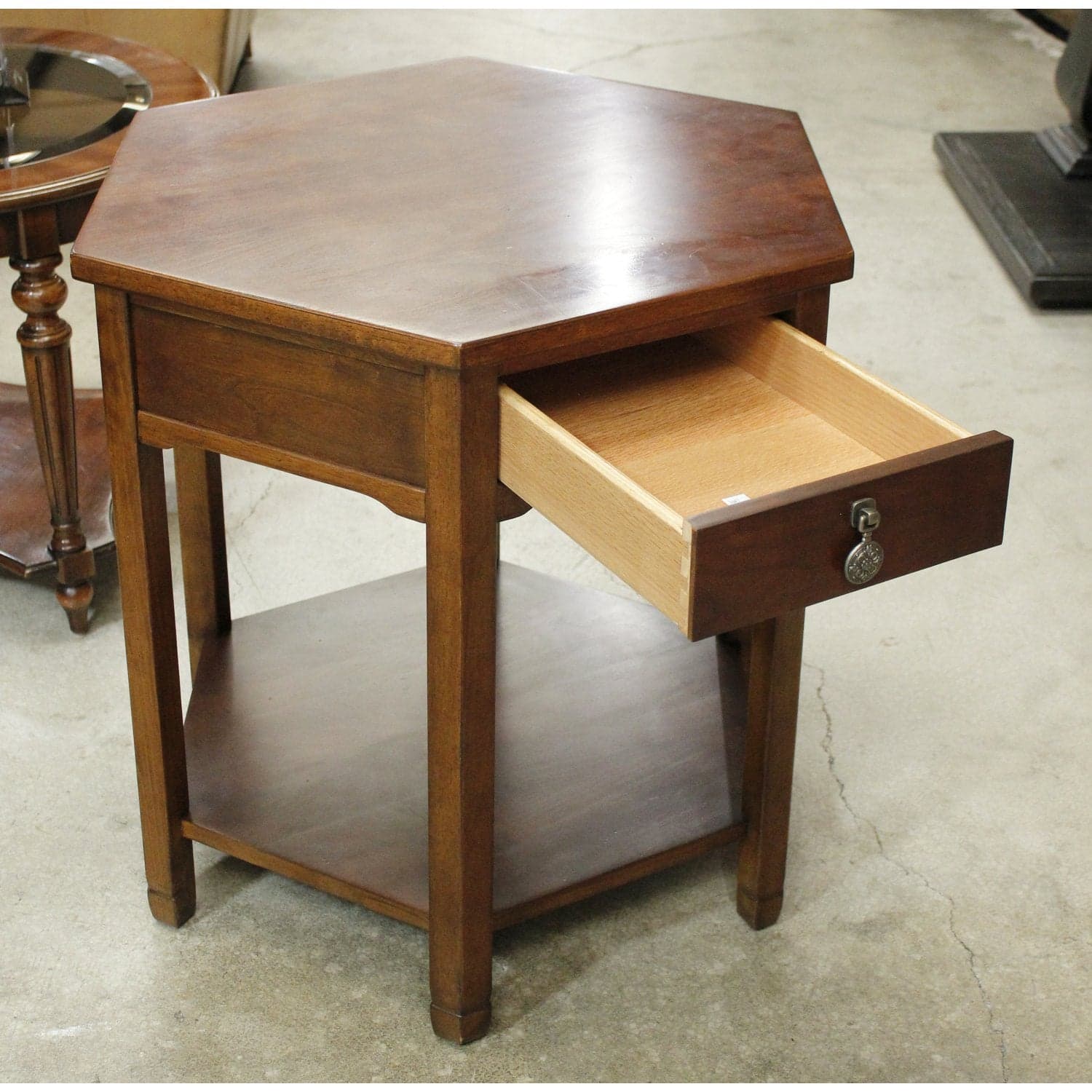 Bernhardt Walnut Hexagon Accent Table - Thumbnail 2