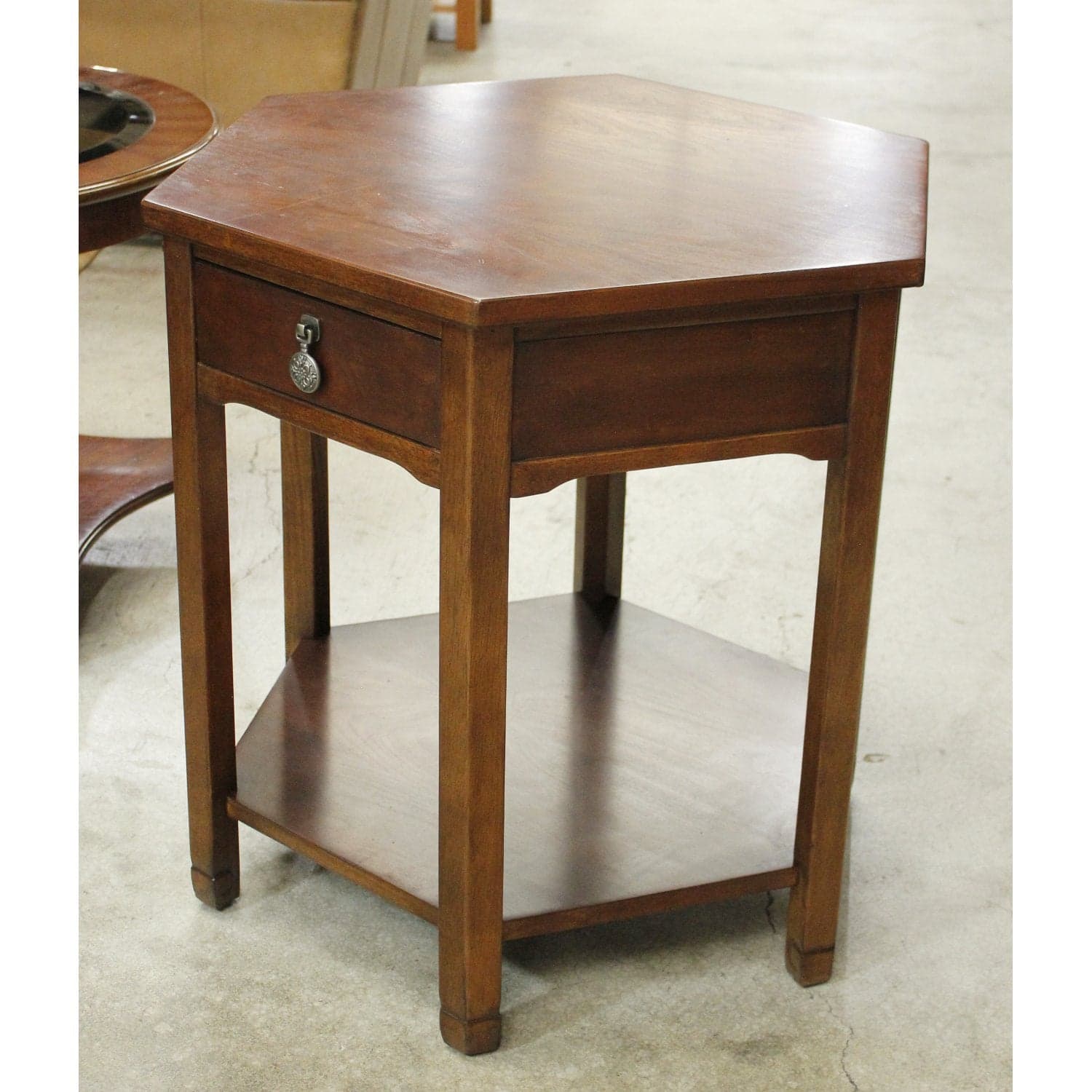 Bernhardt Walnut Hexagon Accent Table - Thumbnail 4