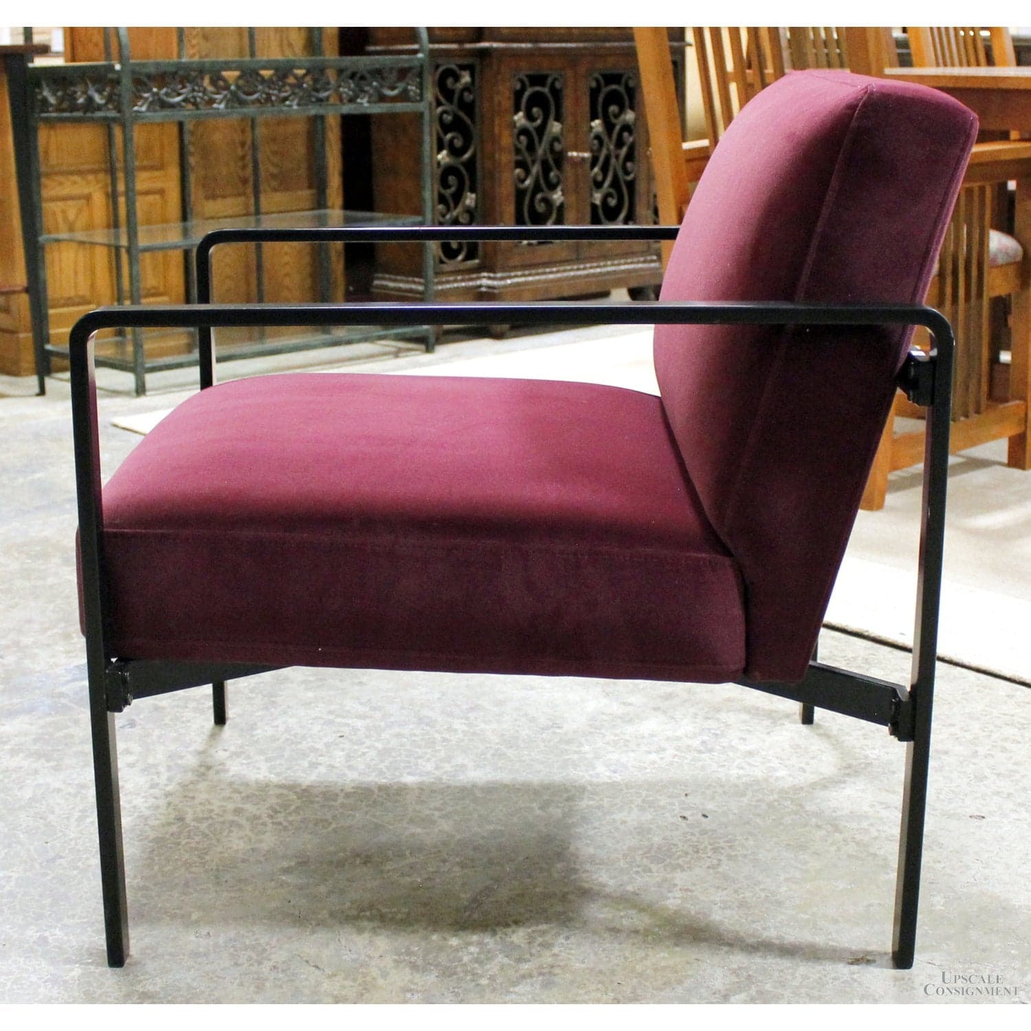 Purple Velour Accent Chair w/Metal Frame - Purple - Thumbnail 6