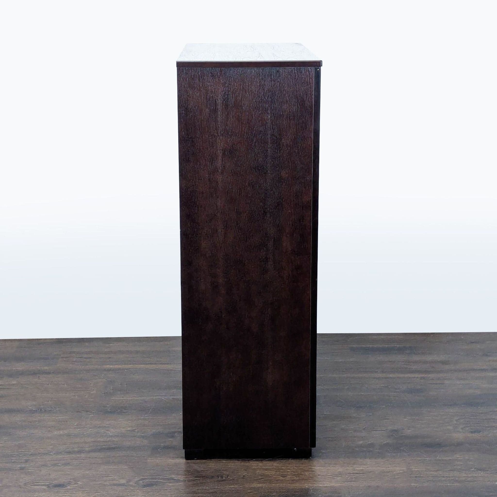 Modern 5-Drawer Dark Wood Dresser with Sleek Metal Handles - Thumbnail 4
