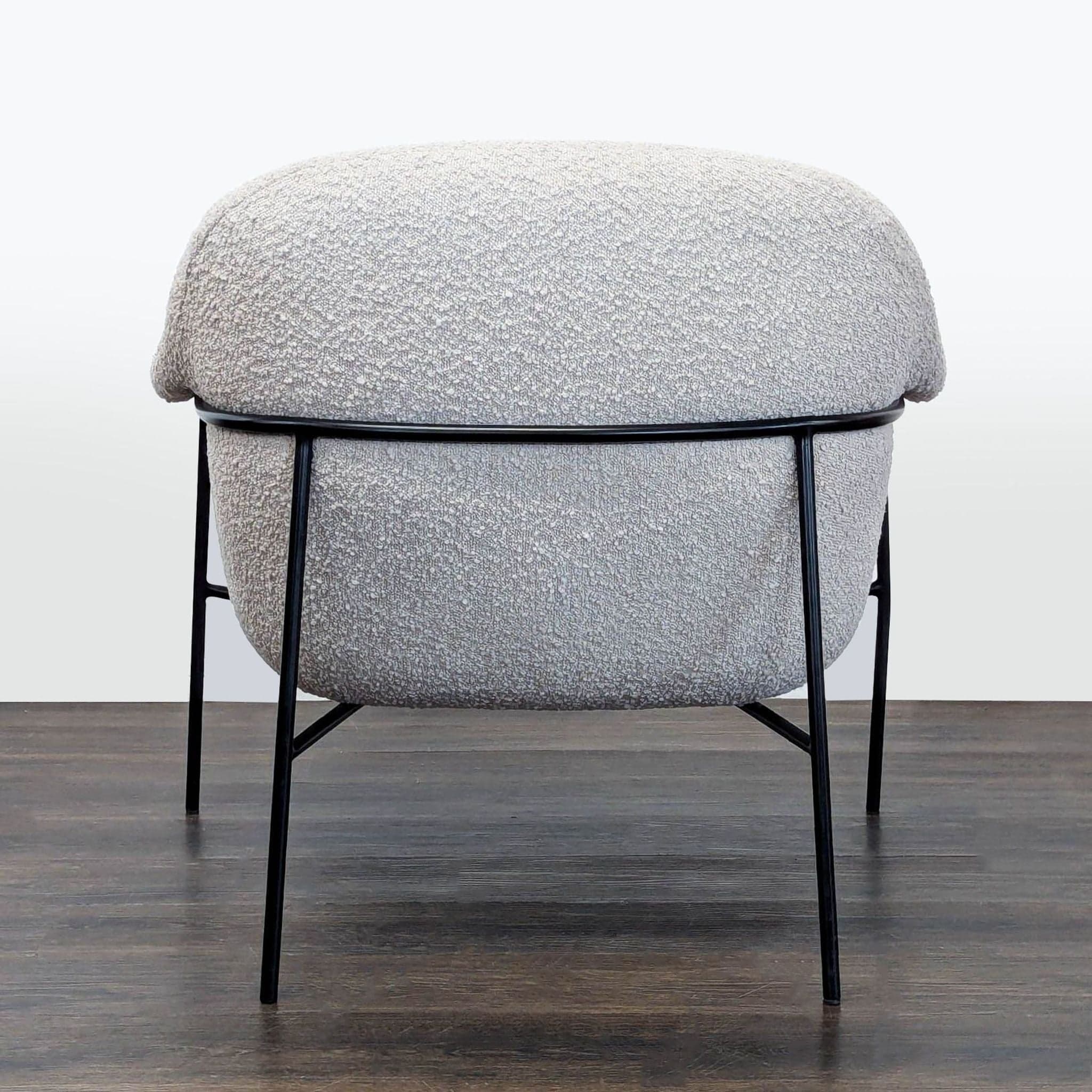 Four Hands Modern Lounge Chair with White Bouclé Fabric and Metal Legs - Thumbnail 4