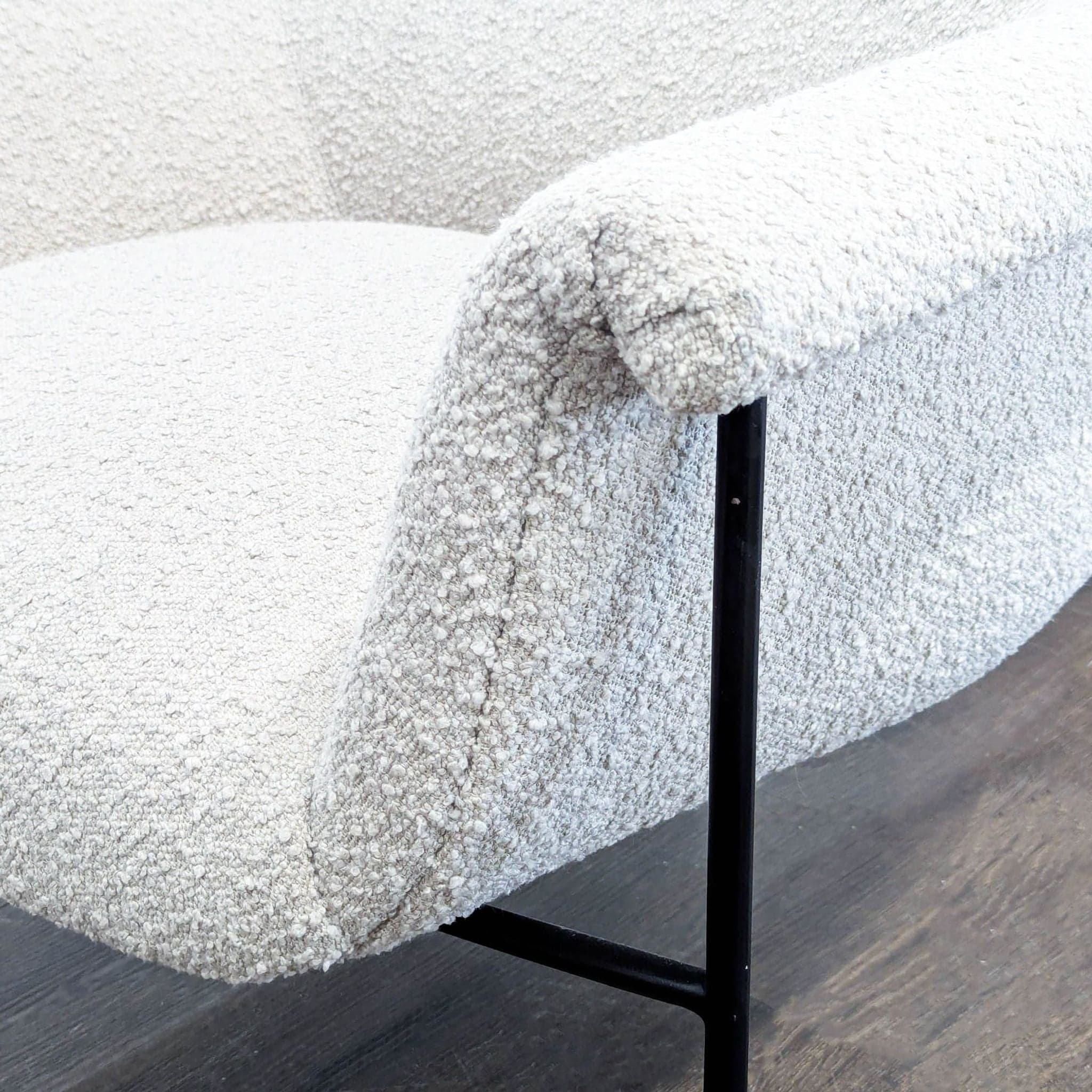 Four Hands Modern Lounge Chair with White Bouclé Fabric and Metal Legs - Thumbnail 6