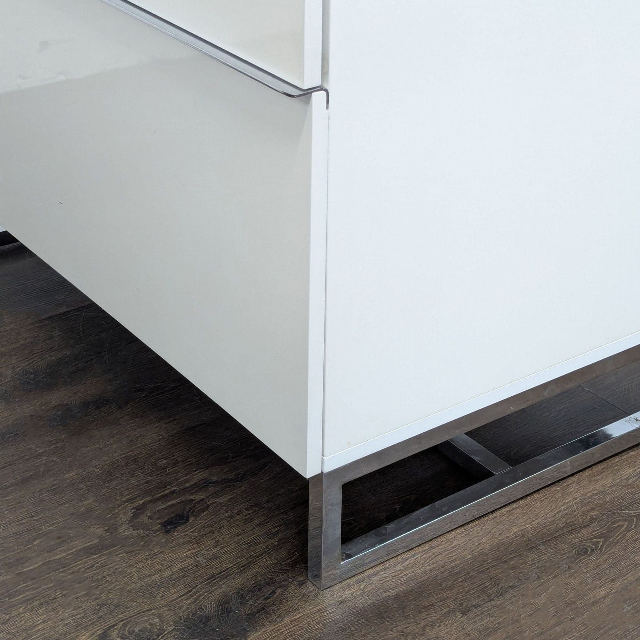 Scandinavian Design White Two-Drawer Cabinet with Metal Legs - Thumbnail 6