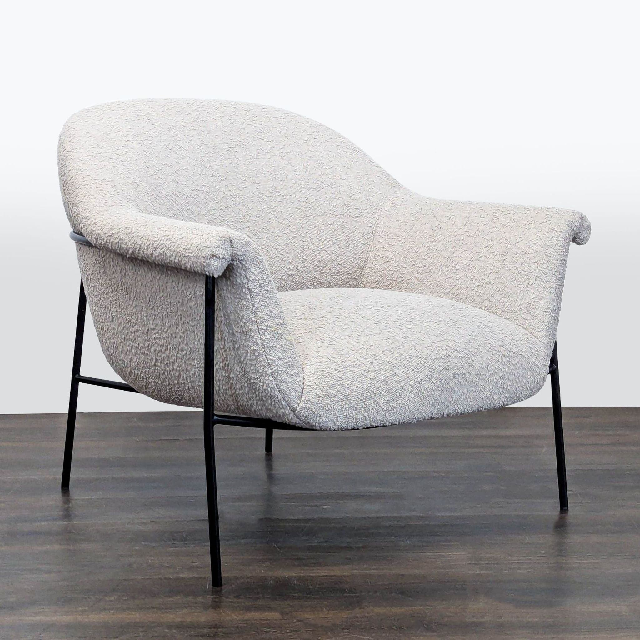 Four Hands Modern Lounge Chair with White Bouclé Fabric and Metal Legs - Thumbnail 2