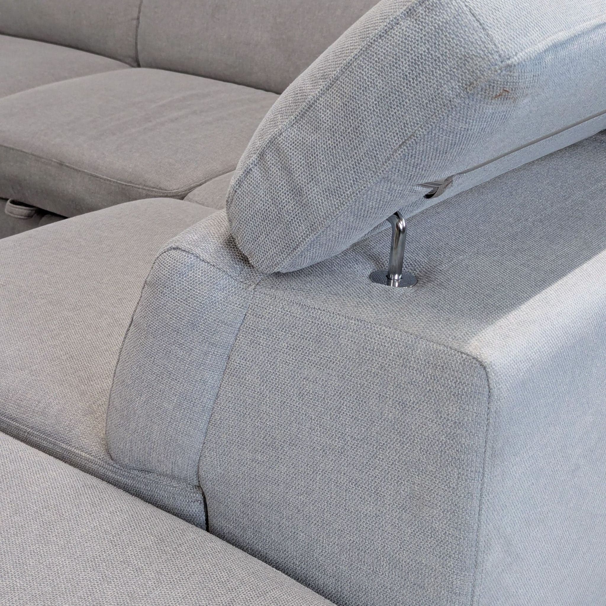Living Spaces Modern Light Gray Sectional Sofa with Storage and Pull-Out Bed - Thumbnail 5