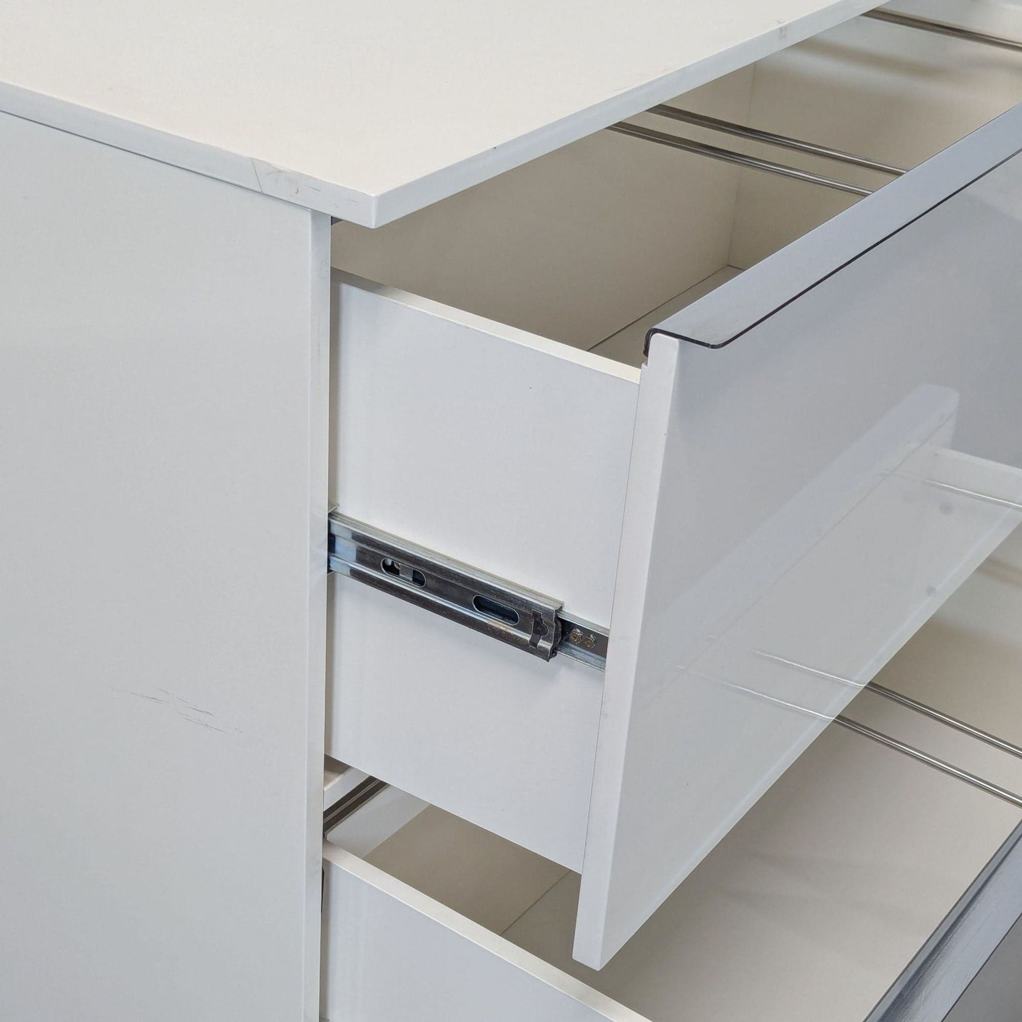 Scandinavian Design White Two-Drawer Cabinet with Metal Legs - Thumbnail 2