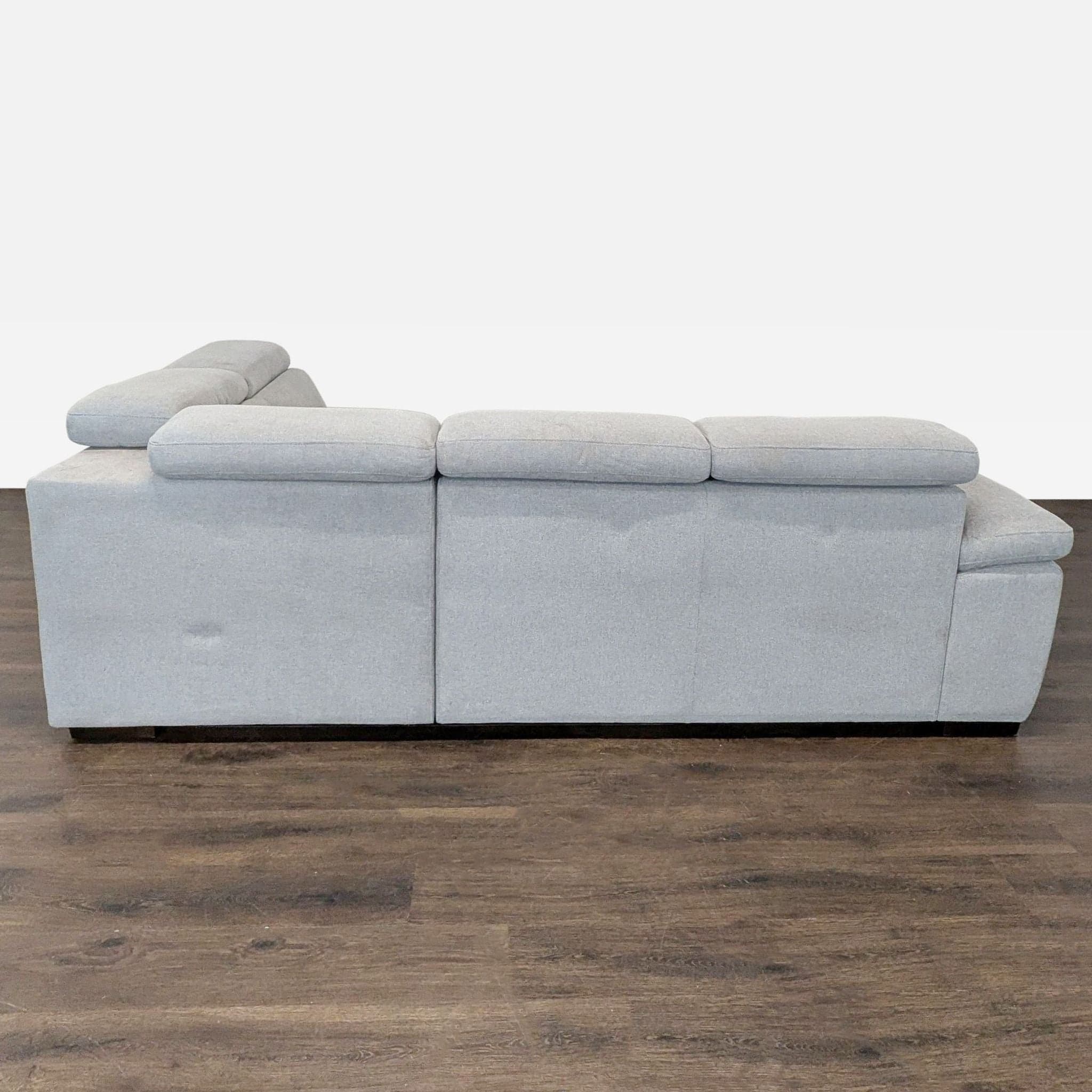 Living Spaces Modern Light Gray Sectional Sofa with Storage and Pull-Out Bed - Thumbnail 9