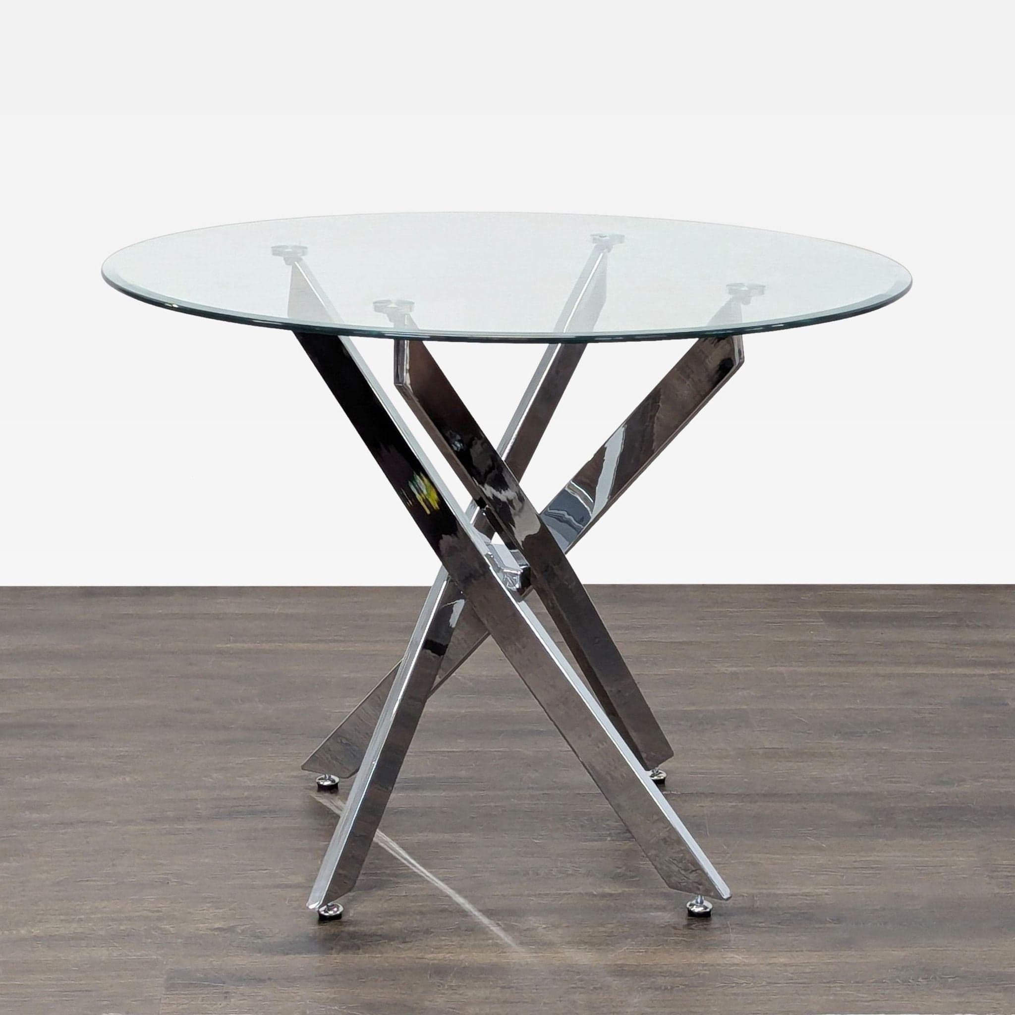 Modern 5-Piece Dining Set with Glass Table and Chrome & Cane Chairs - Thumbnail 2