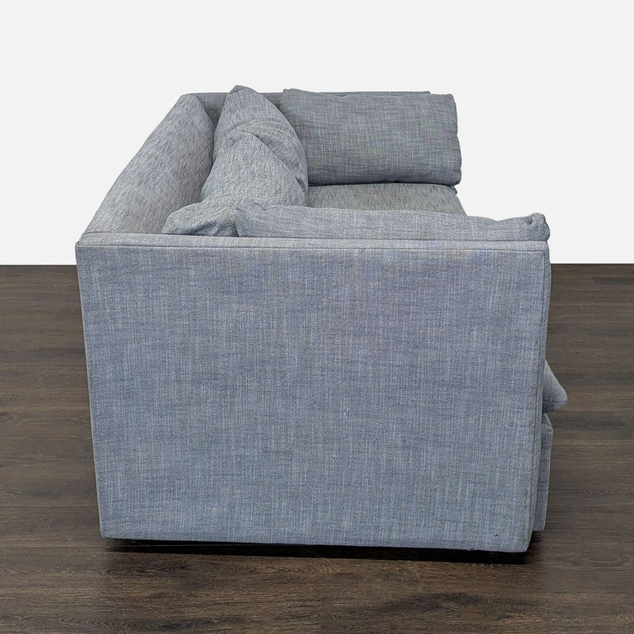 West Elm Modern Gray 3-Seat Sofa with Clean Lines - Thumbnail 3