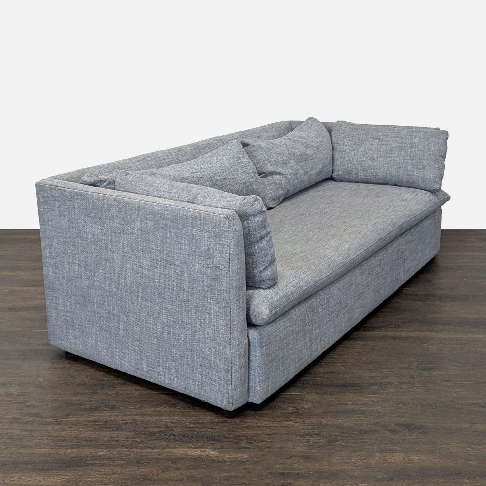 West Elm Modern Gray 3-Seat Sofa with Clean Lines - Thumbnail 2