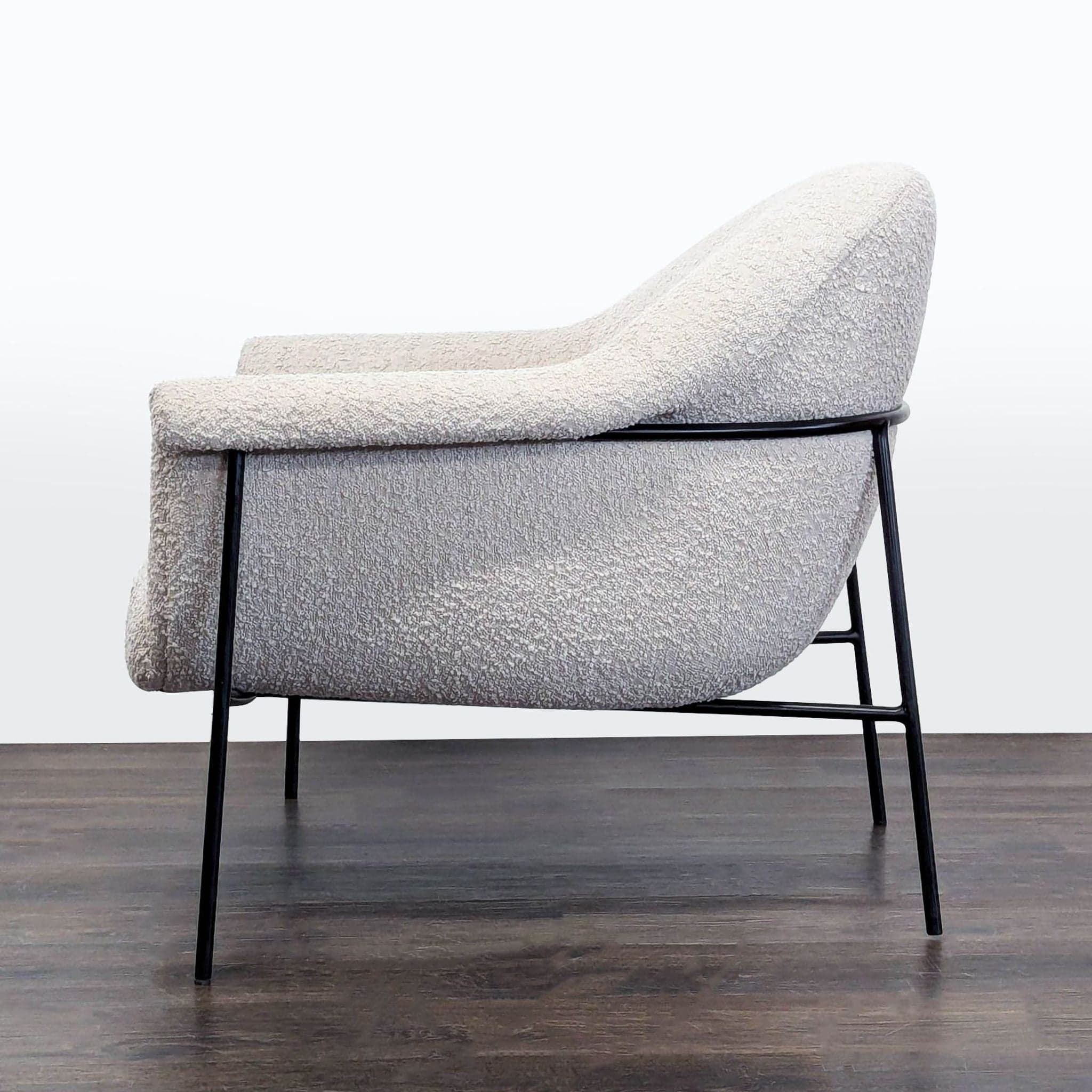 Four Hands Modern Lounge Chair with White Bouclé Fabric and Metal Legs - Thumbnail 5