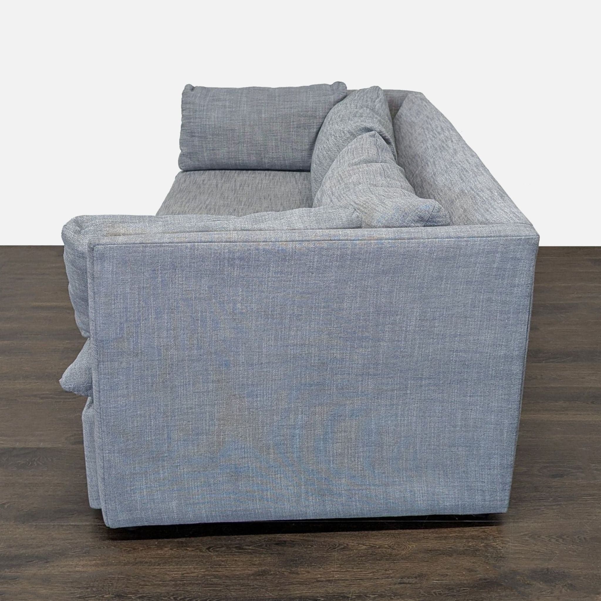 West Elm Modern Gray 3-Seat Sofa with Clean Lines - Thumbnail 5
