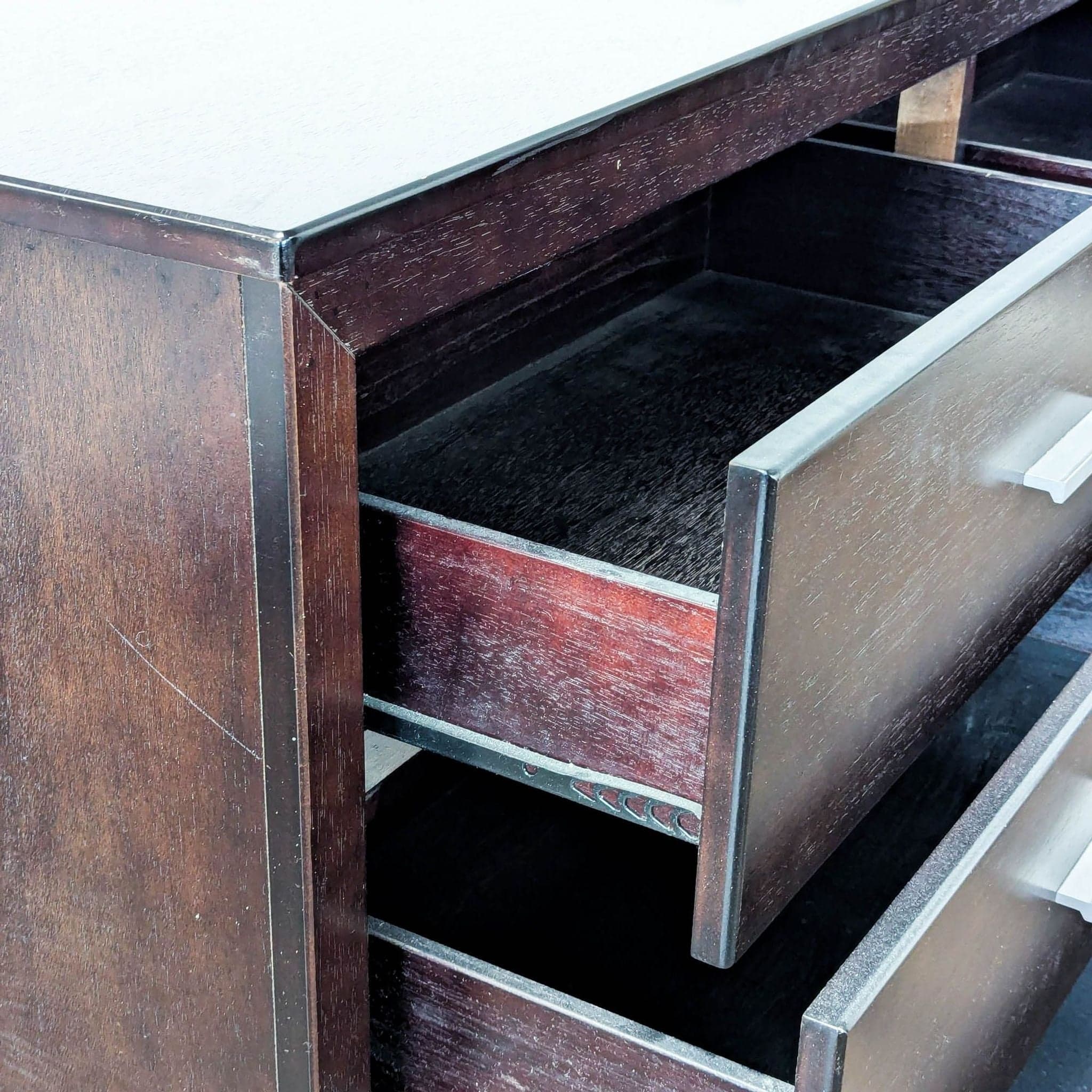 Modern 6-Drawer Dark Wood Dresser with Silver Handles - Thumbnail 7