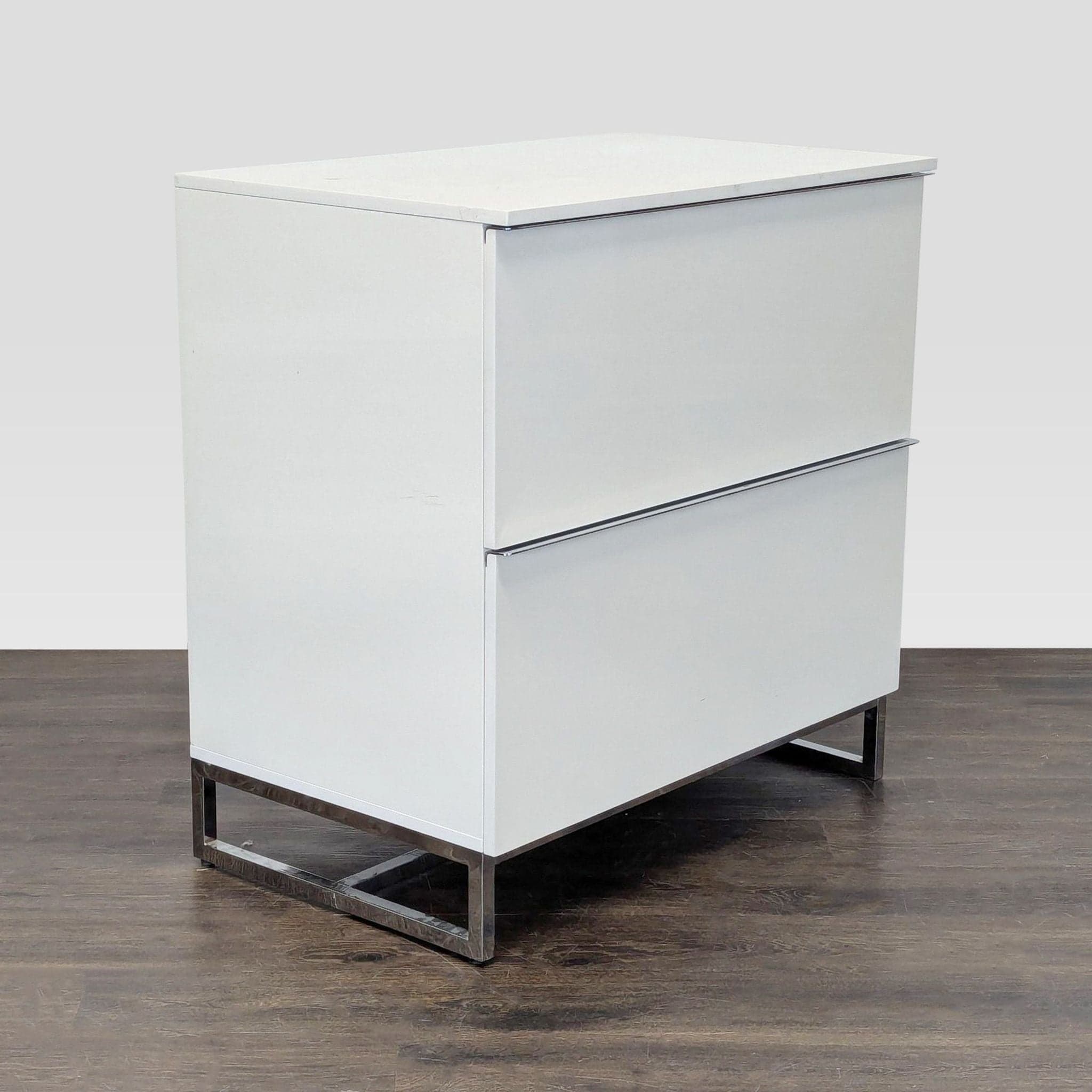 Scandinavian Design White Two-Drawer Cabinet with Metal Legs - Thumbnail 8