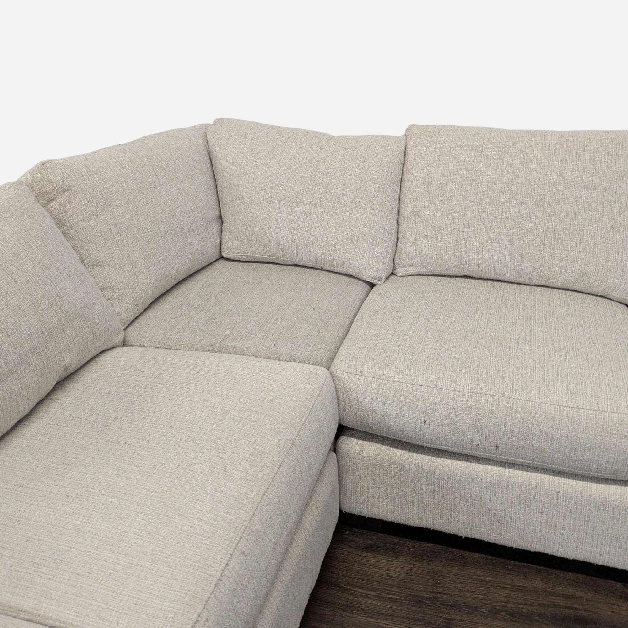 Havertys Baldwin Beige Sectional Sofa with Nailhead Trim and Accent Pillows - Thumbnail 7