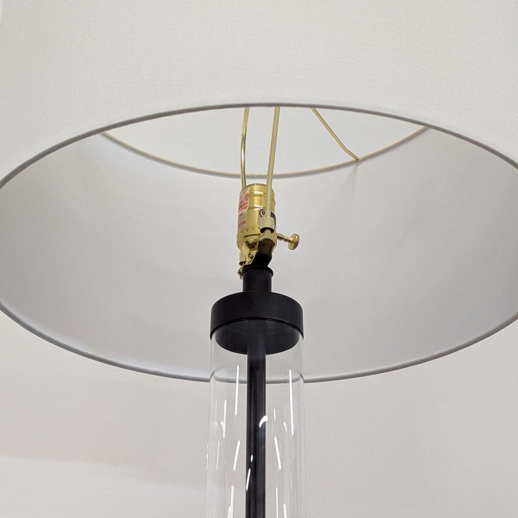 Arhaus Clear Glass Cylinder Floor Lamp with White Shade - Thumbnail 4