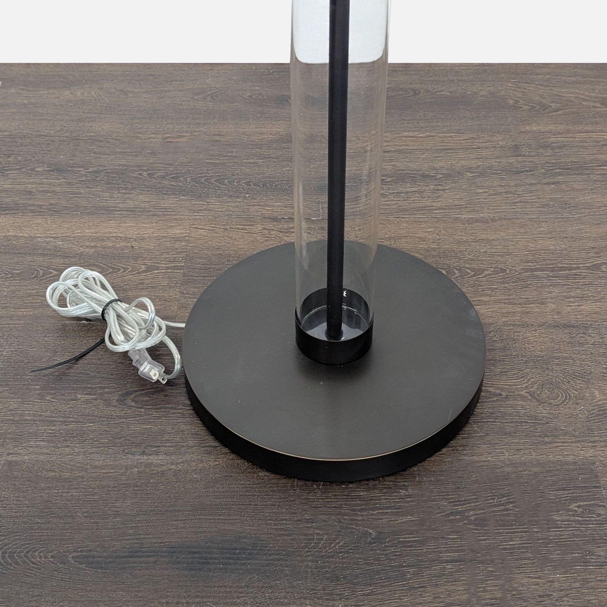 Arhaus Clear Glass Cylinder Floor Lamp with White Shade - Thumbnail 2