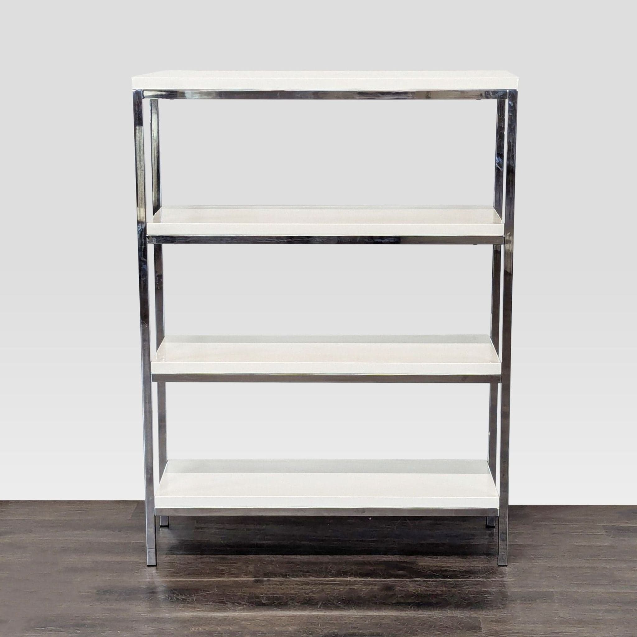 Scandinavian Design 4-Tier Modern Bookshelf with Chrome Frame - Thumbnail 3