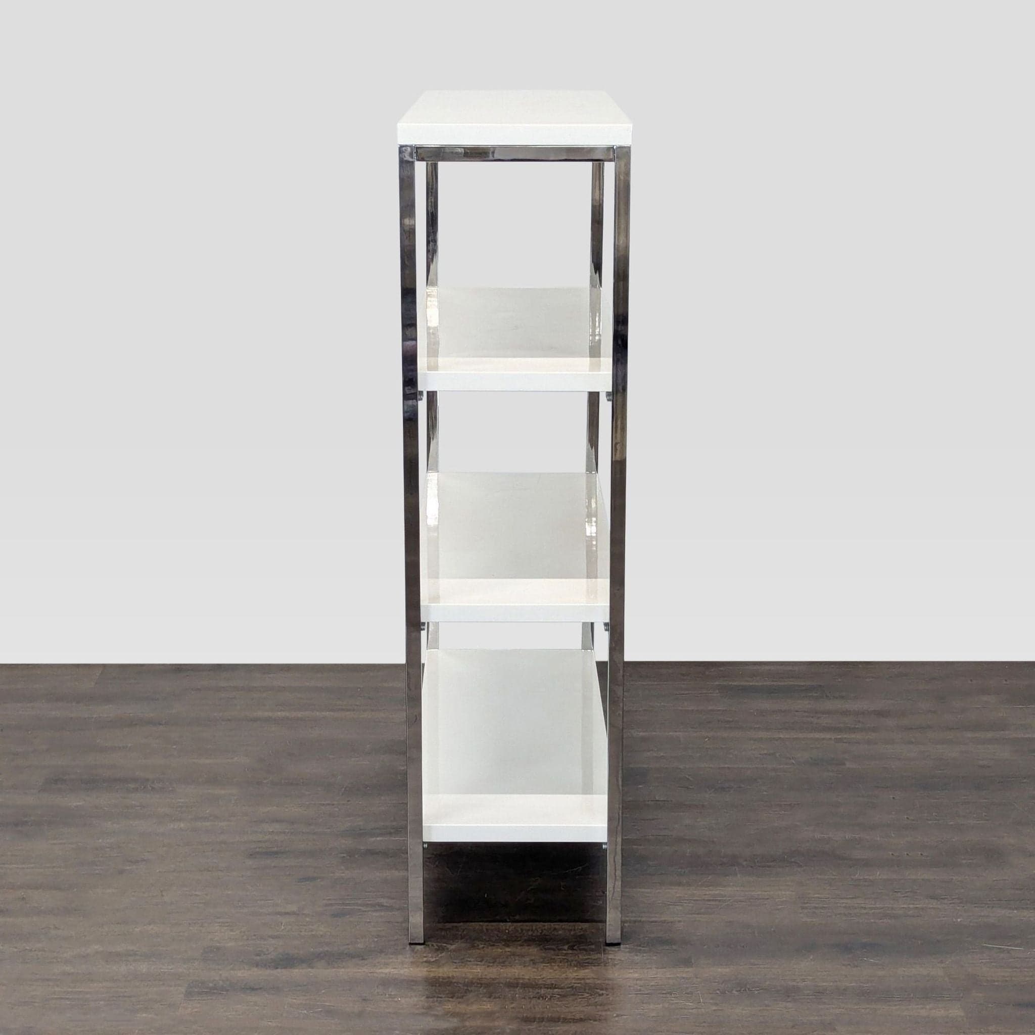 Scandinavian Design 4-Tier Modern Bookshelf with Chrome Frame - Thumbnail 2