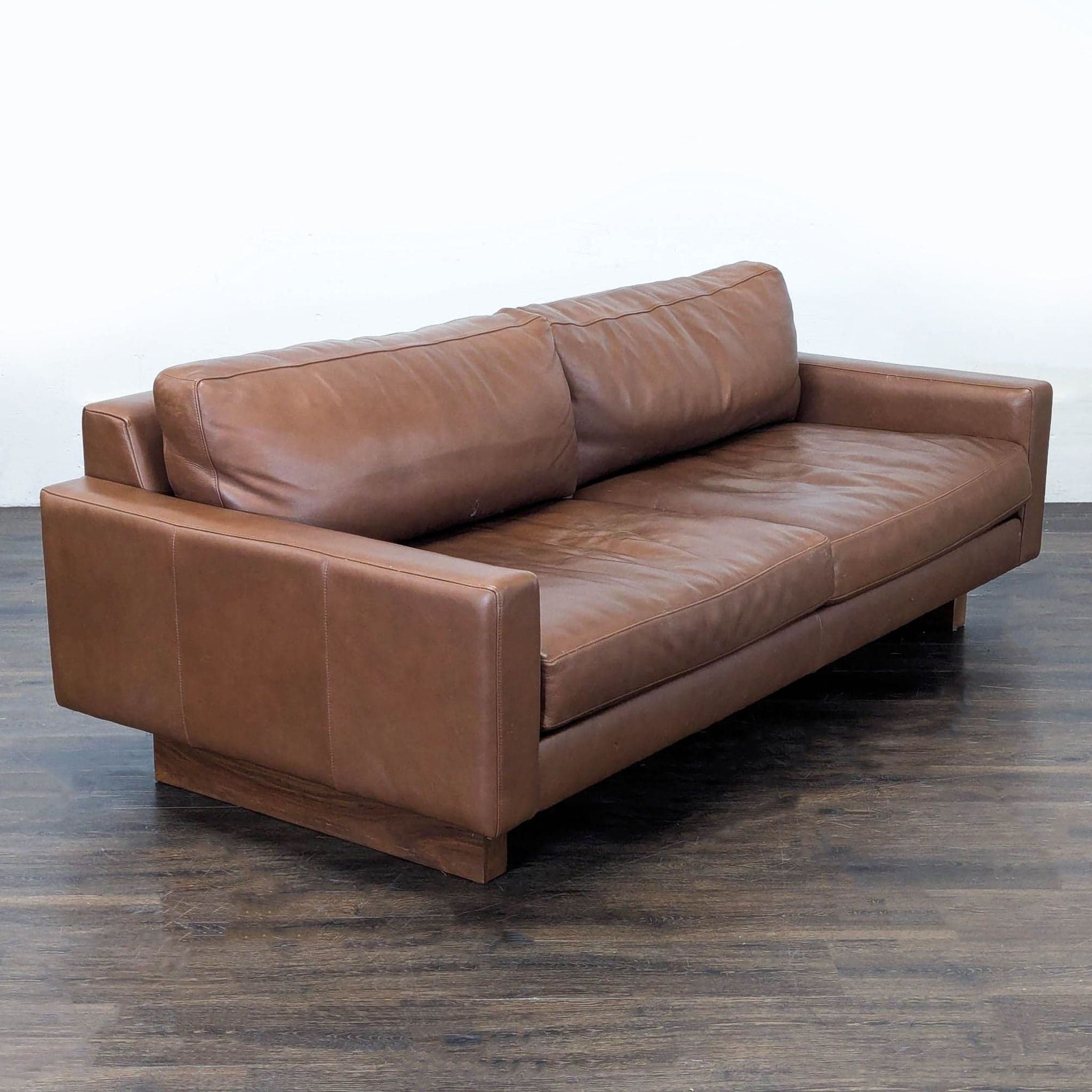 Room & Board 3-Seat Brown Leather Sofa - Thumbnail 2
