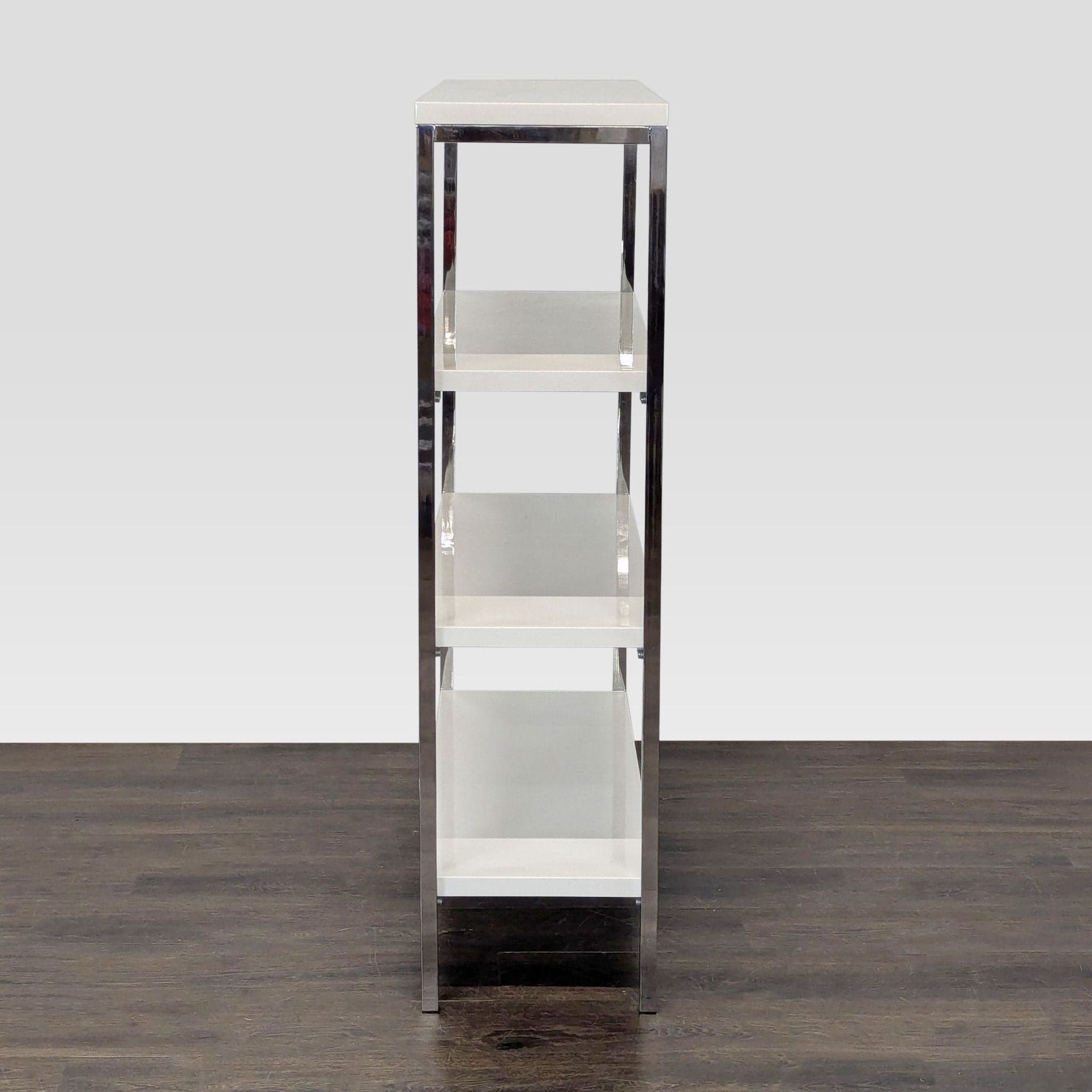 Scandinavian Design 4-Tier Modern Bookshelf with Chrome Frame - Thumbnail 4