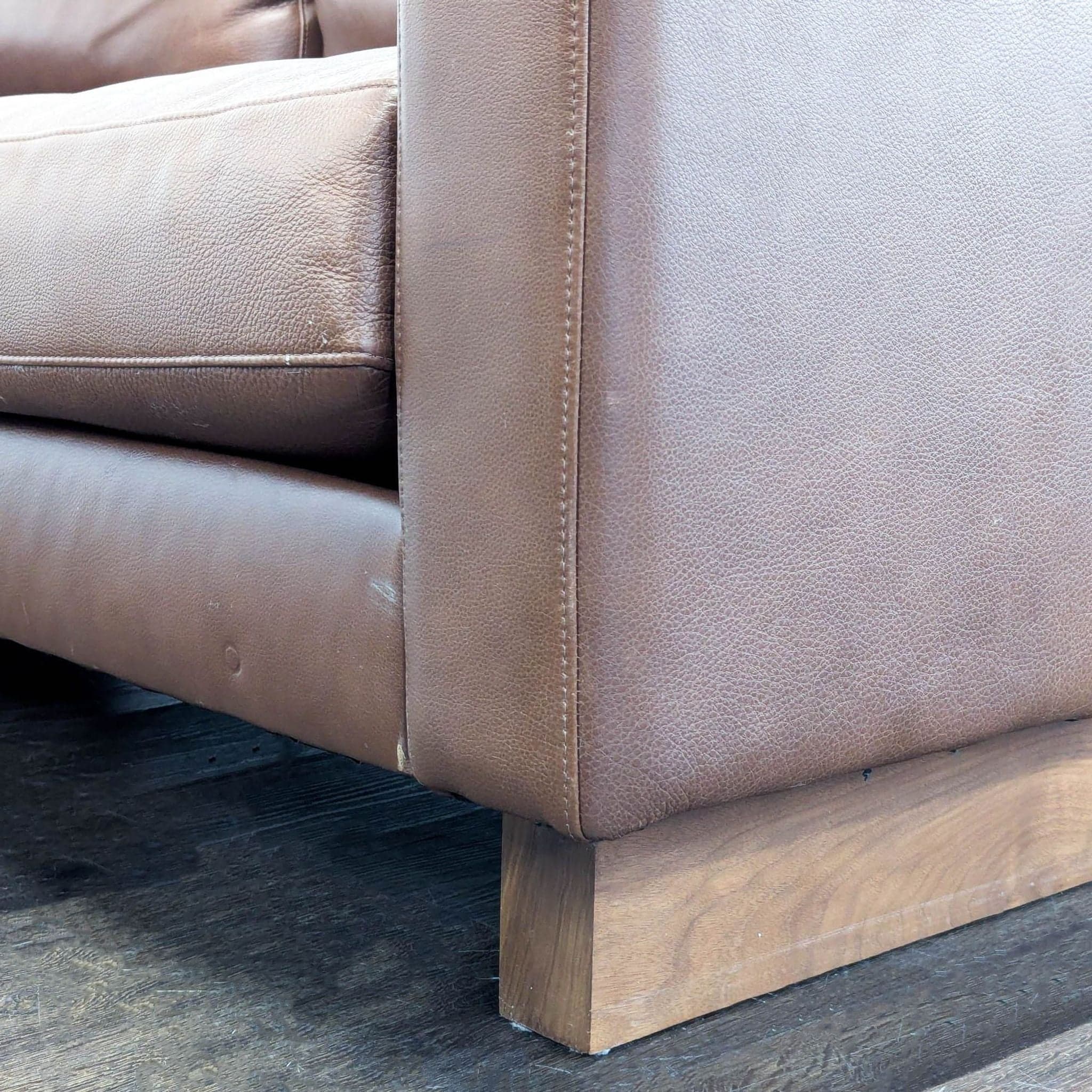 Room & Board 3-Seat Brown Leather Sofa - Thumbnail 6