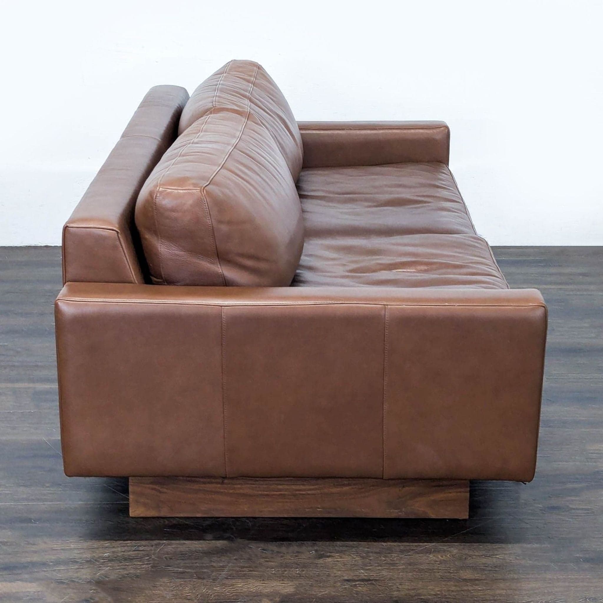 Room & Board 3-Seat Brown Leather Sofa - Thumbnail 3