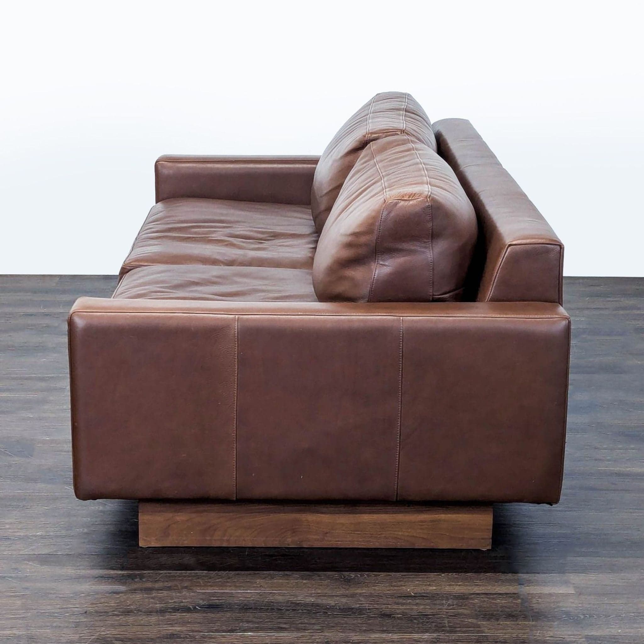 Room & Board 3-Seat Brown Leather Sofa - Thumbnail 5