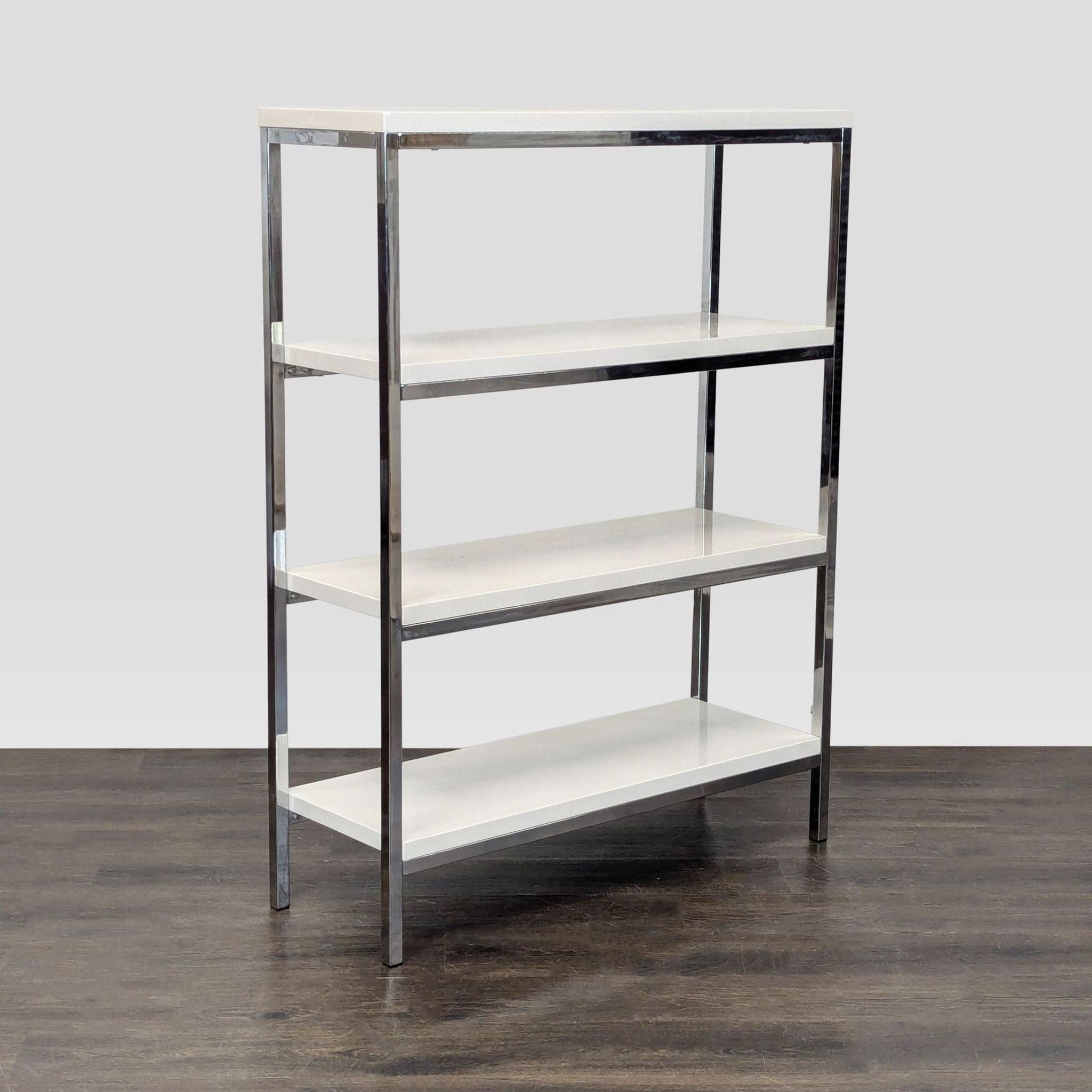 Scandinavian Design 4-Tier Modern Bookshelf with Chrome Frame - Thumbnail 8