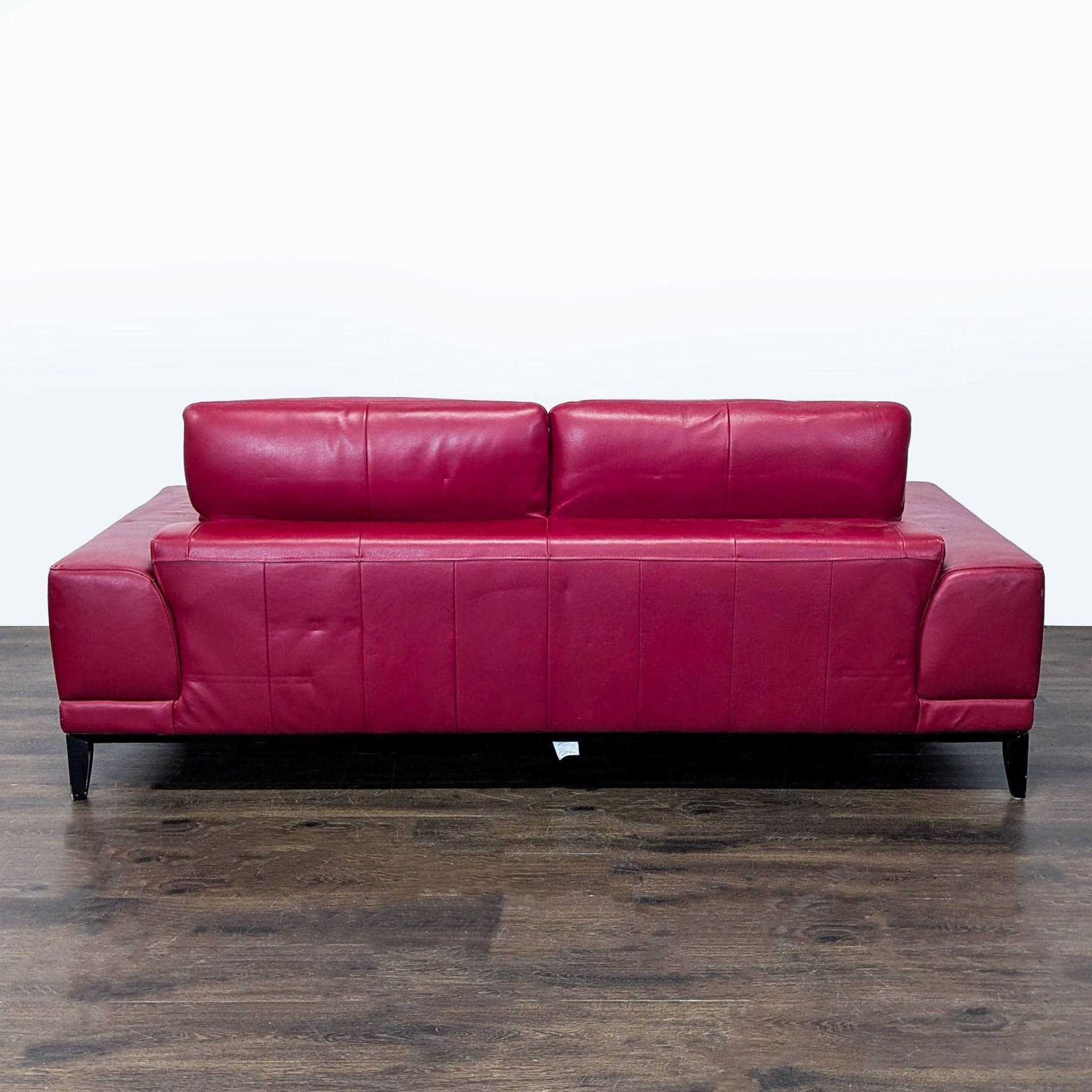 Modern Red Leather 3-Seat Sofa with Cushioned Armrests - Thumbnail 6